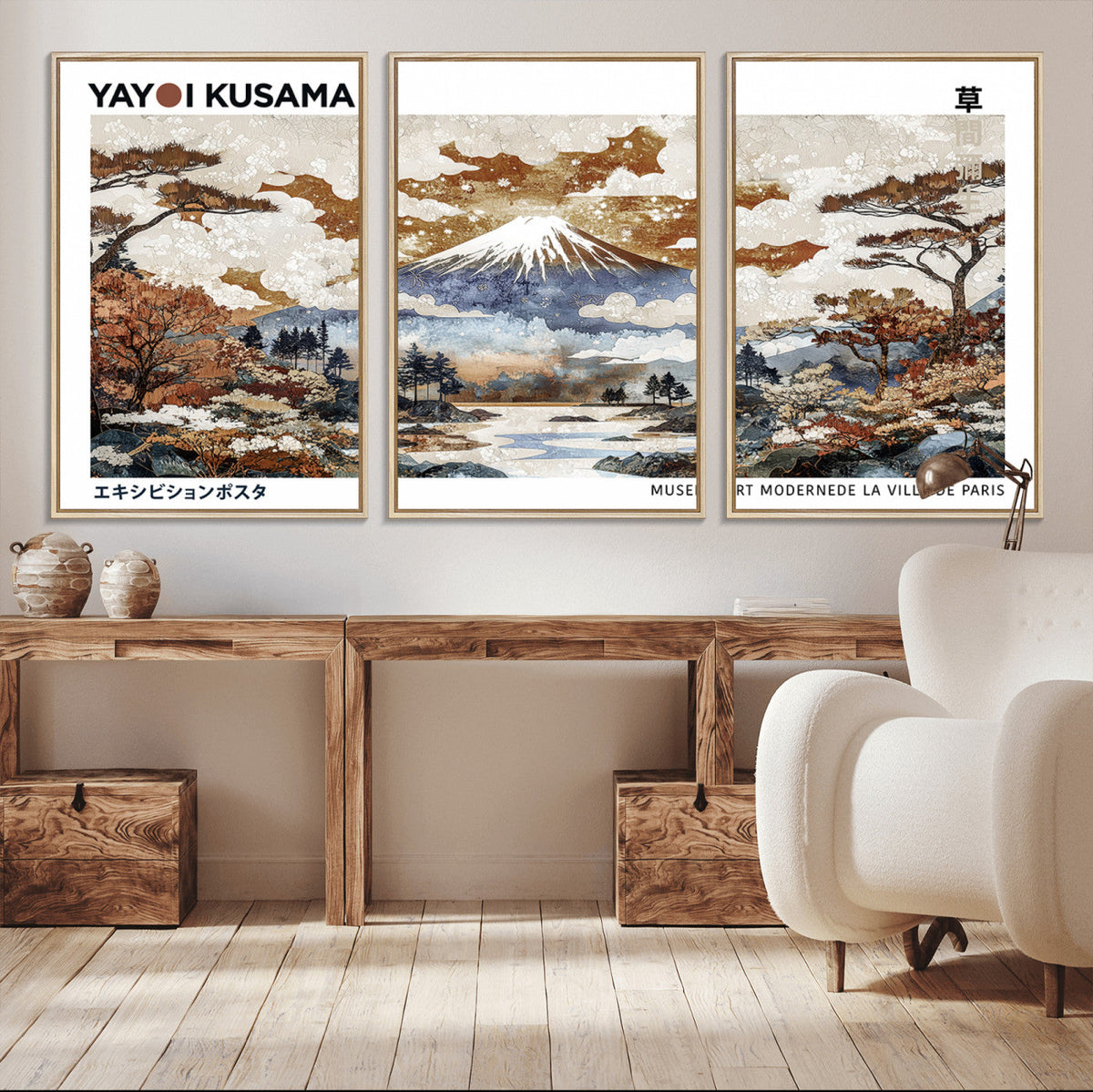 Modern Japanese Wall Art Canvas Print – Framed Abstract