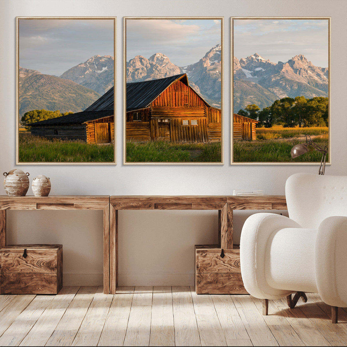 Rustic Barn Wall Art Canvas Print – Framed Grand Teton Park