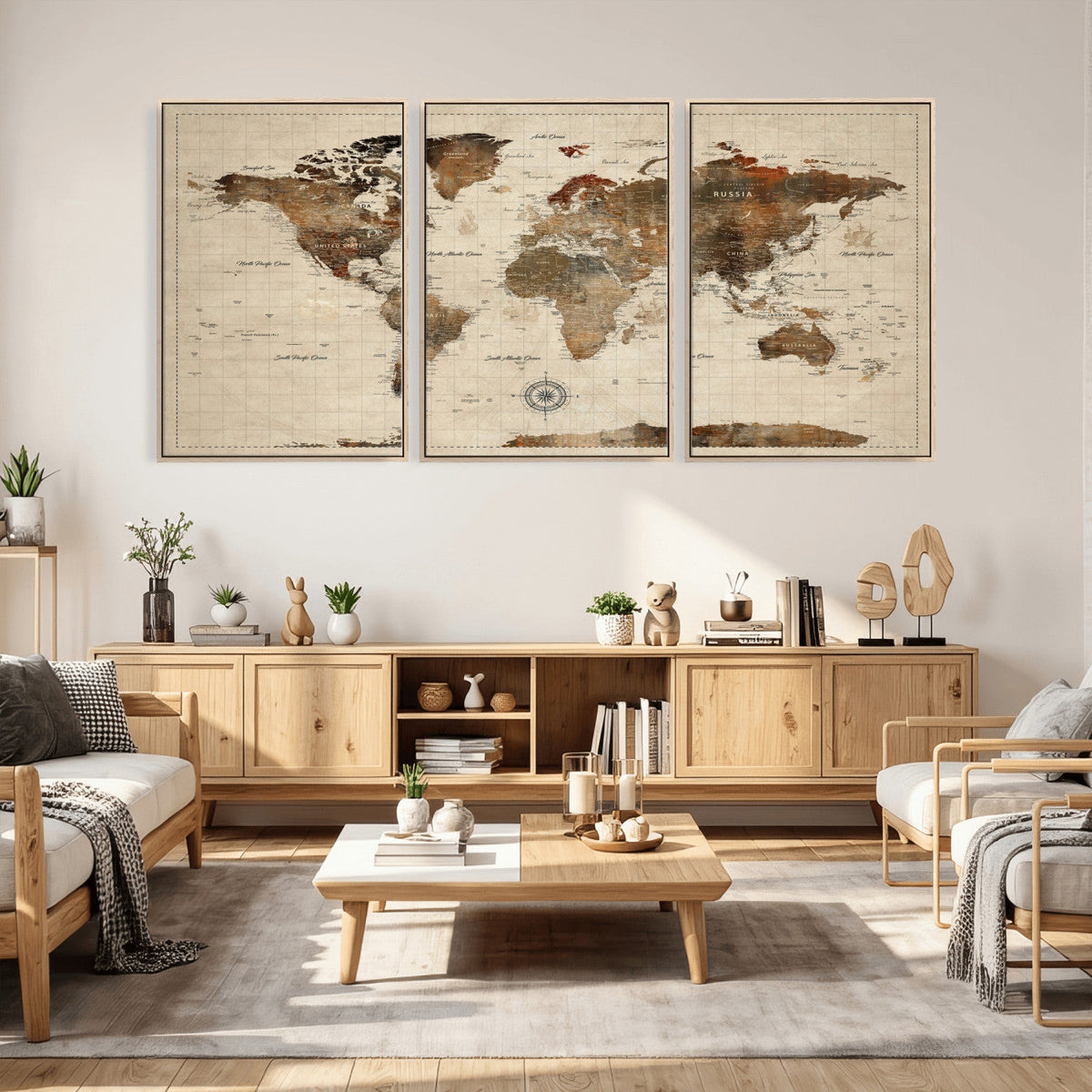World Map Canvas Print – Framed Detailed Map of the World