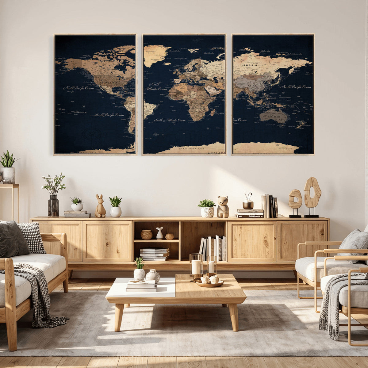 World Map Canvas Print – Detailed Map of the World Wall Art