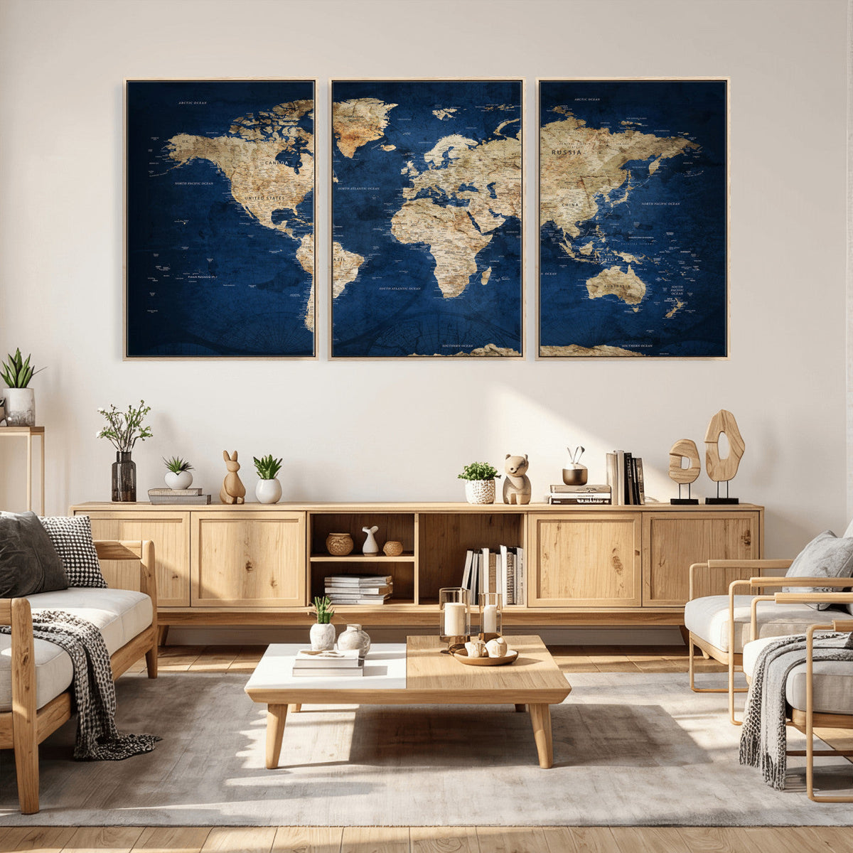 World Map Canvas Print – Framed Travel Map Wall Art for