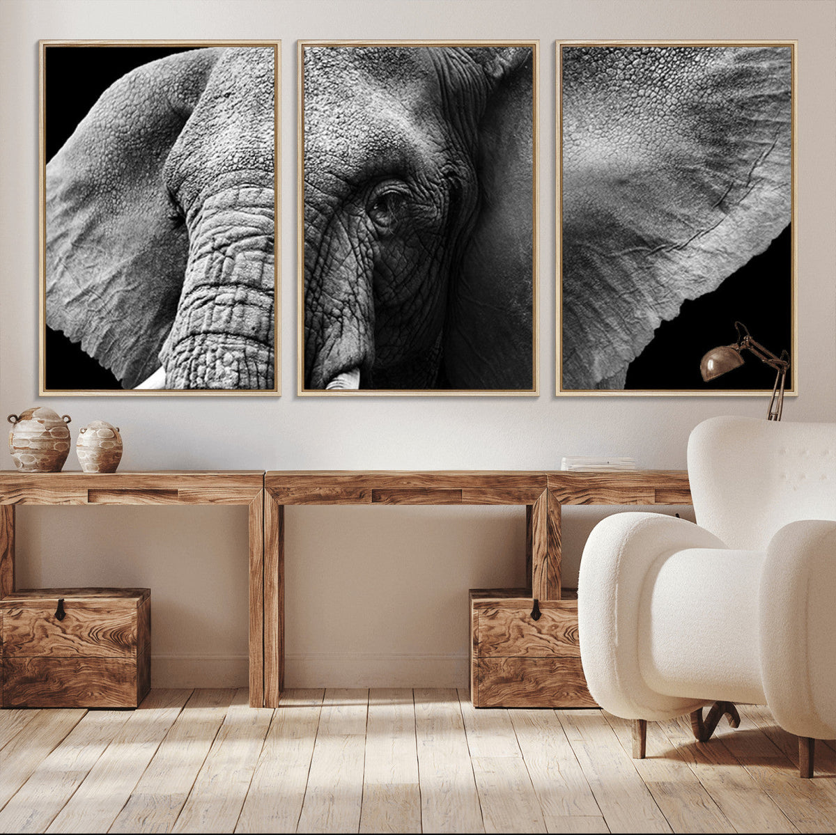 Big Elephant Close Up Wall Art Canvas Print
