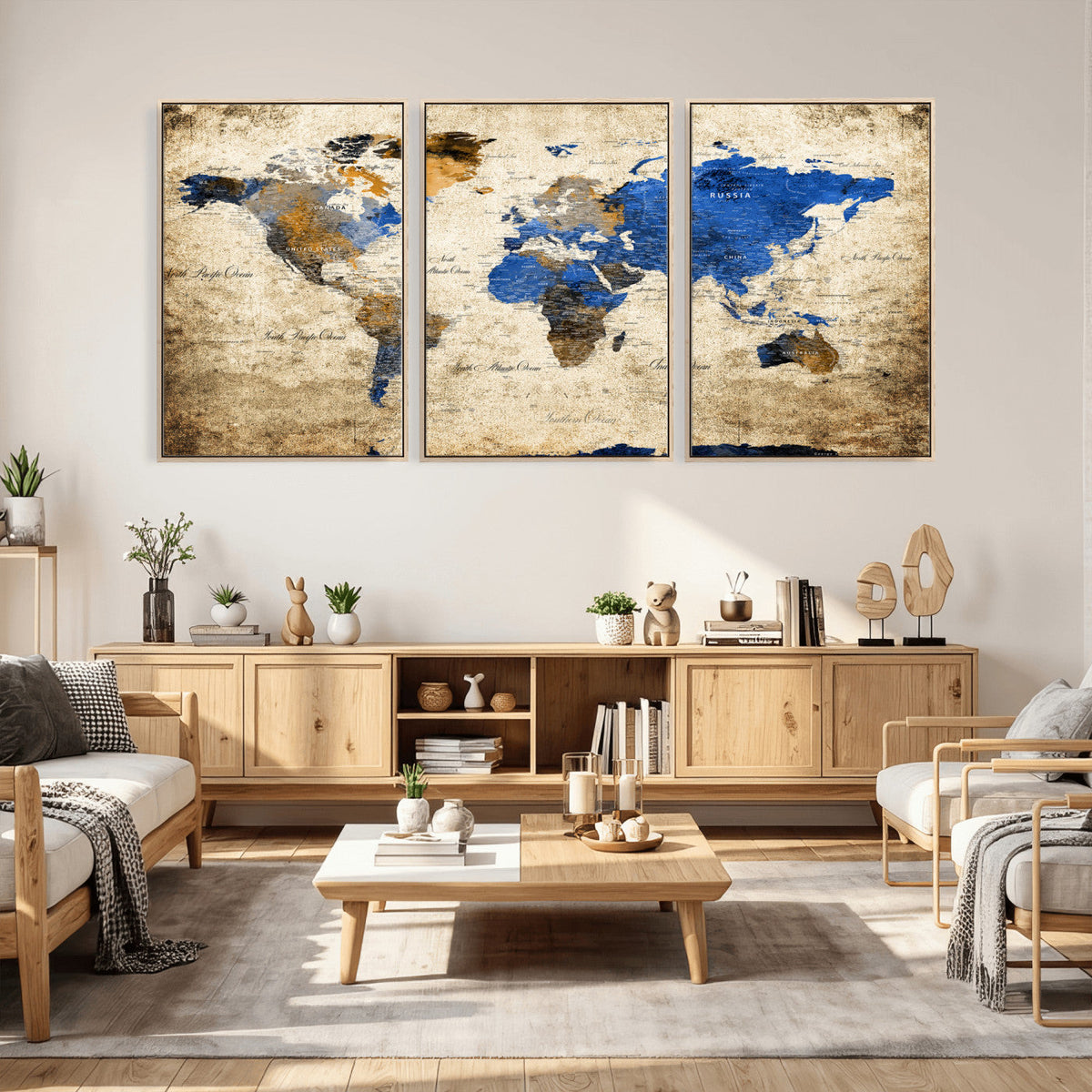 World Map Canvas Print – Colorful Abstract Travel Map,