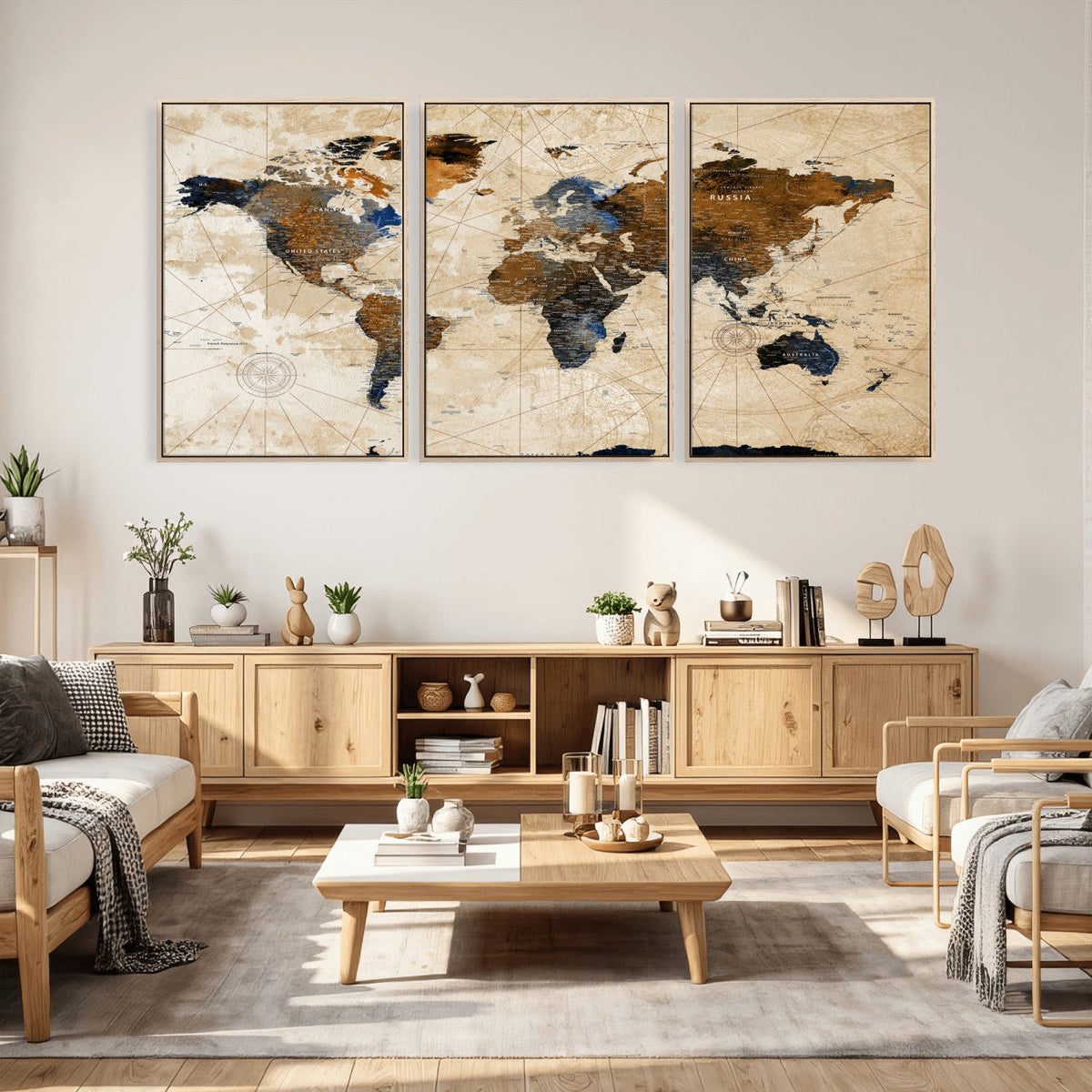 World Map Canvas Print – Framed Travel Map Wall Art for