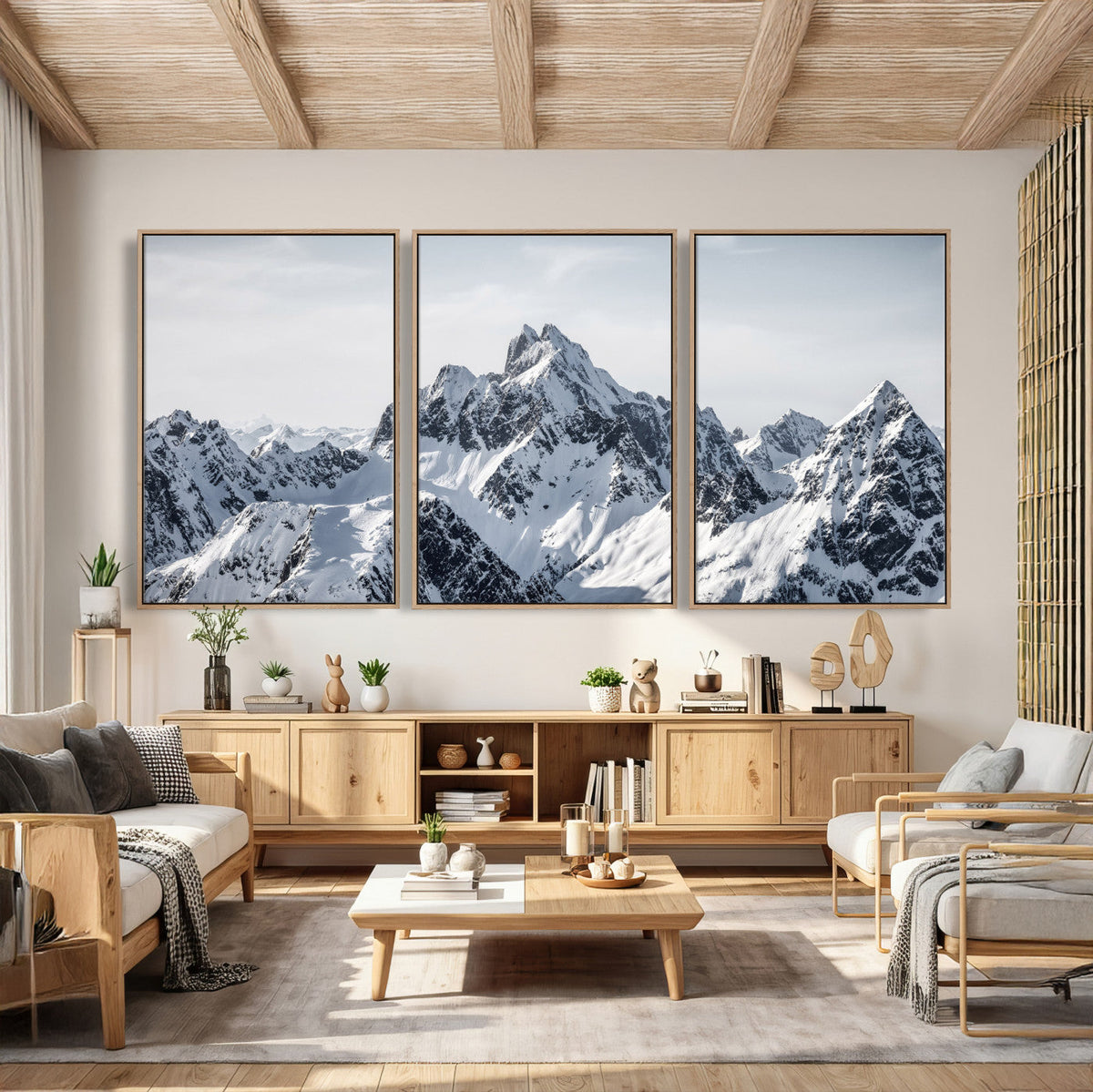 Snowy Mountain Range Canvas Print, Alpine Peaks Landscape