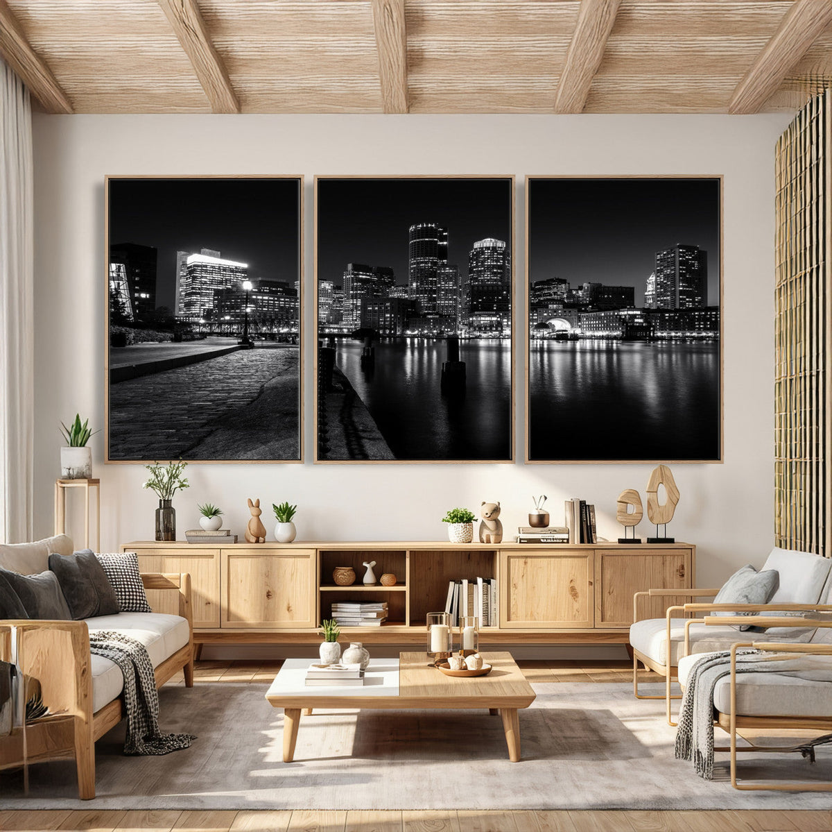 Boston Wall Art Canvas Print, Boston City Downtown Night