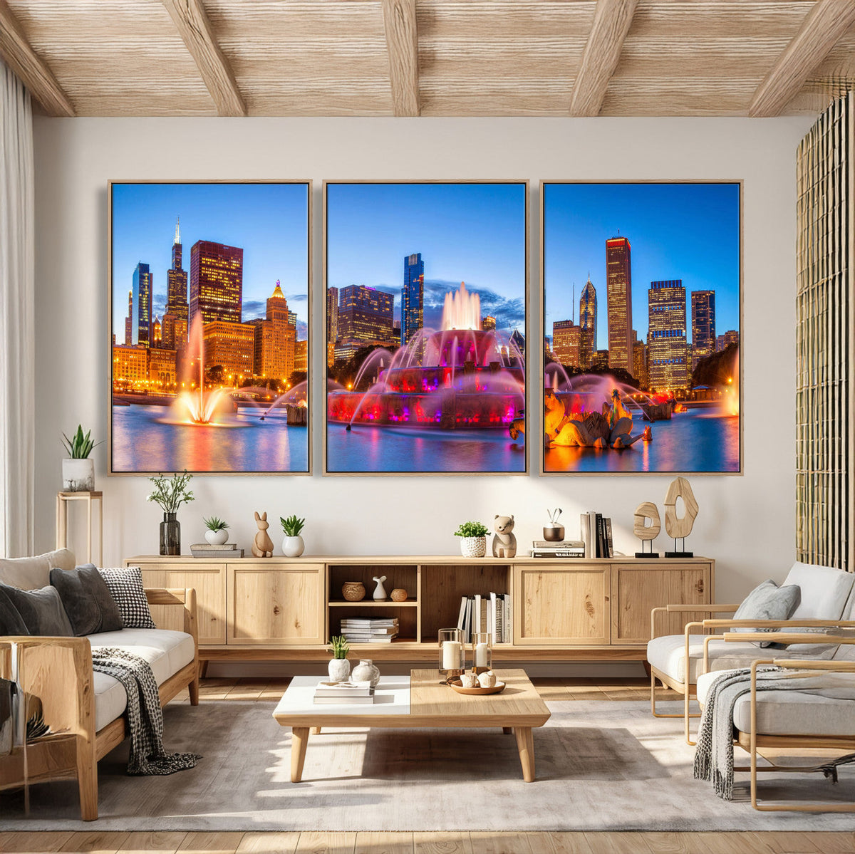 Chicago Wall Art Canvas Print, Chicago City Downtown Night