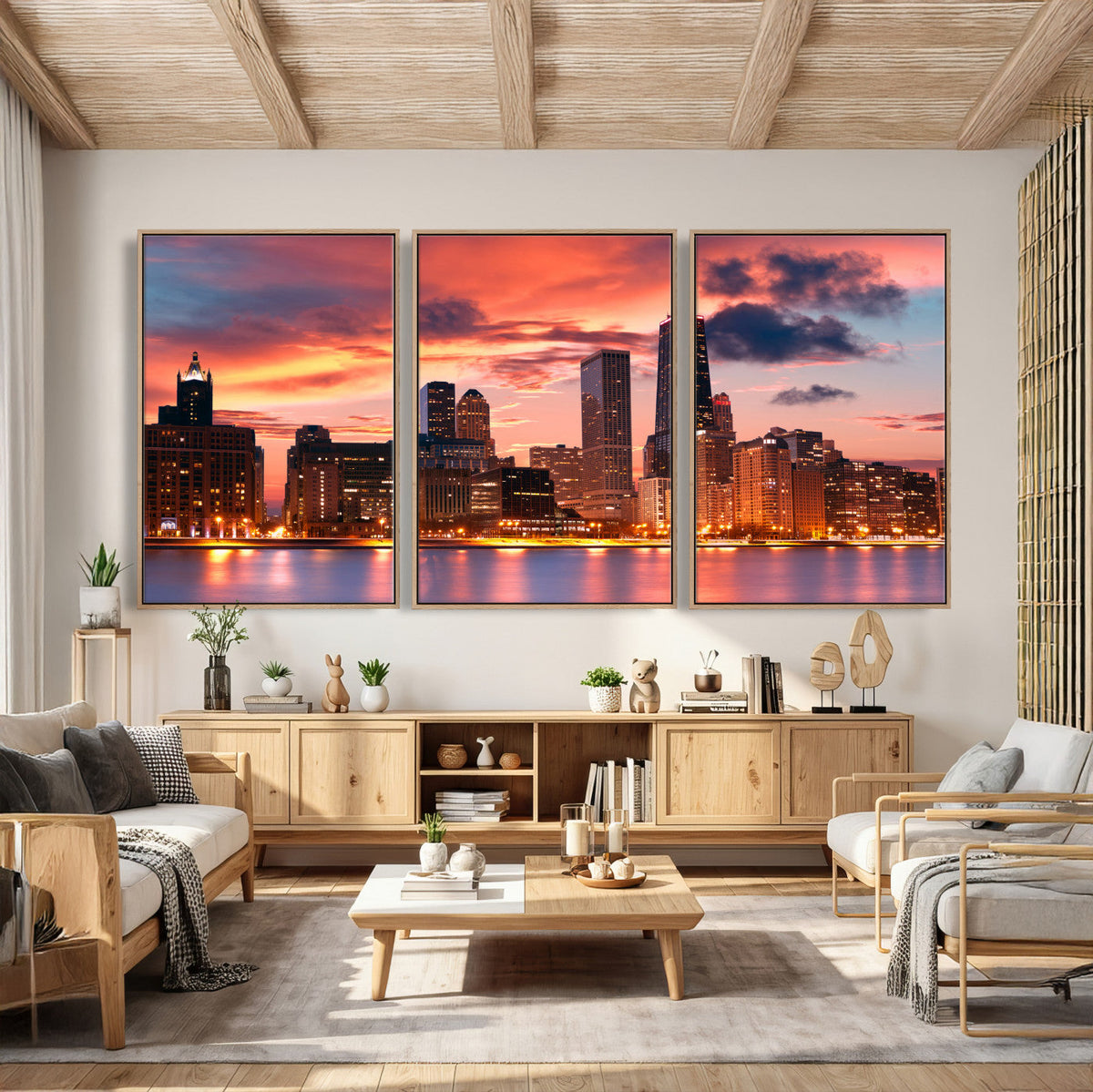 Chicago Wall Art Canvas Print - Chicago City Downtown Night