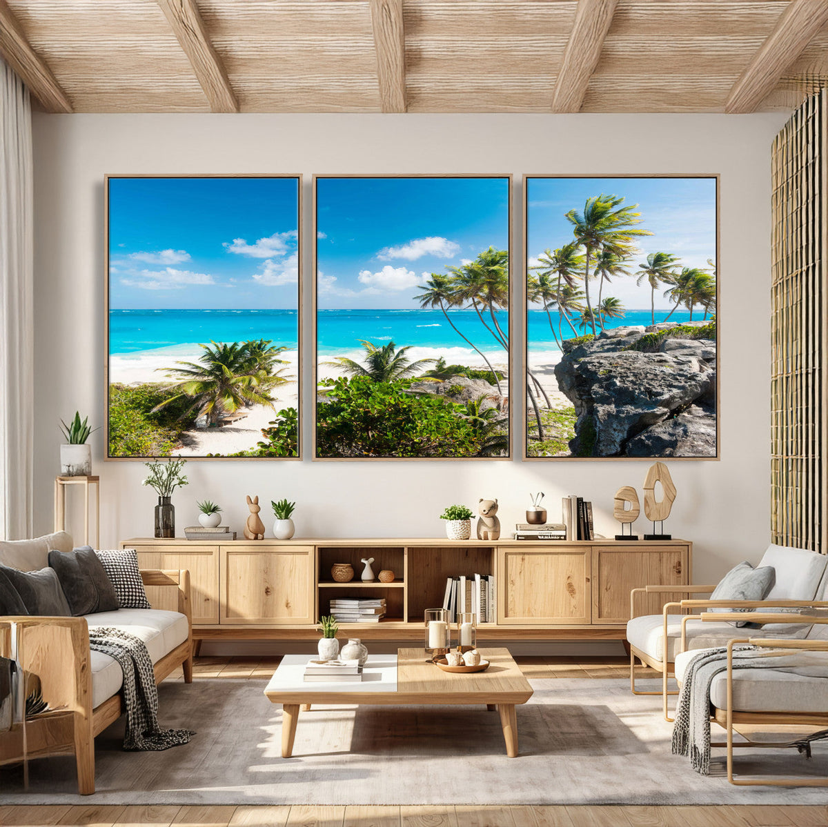 Tropical Beach Wall Art Canvas Print, Palm Tree Ocean