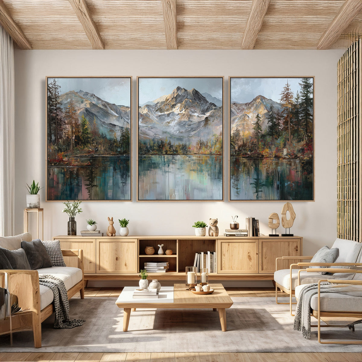 Drip Style Forest Lake Gold Art — Abstract Expressionist