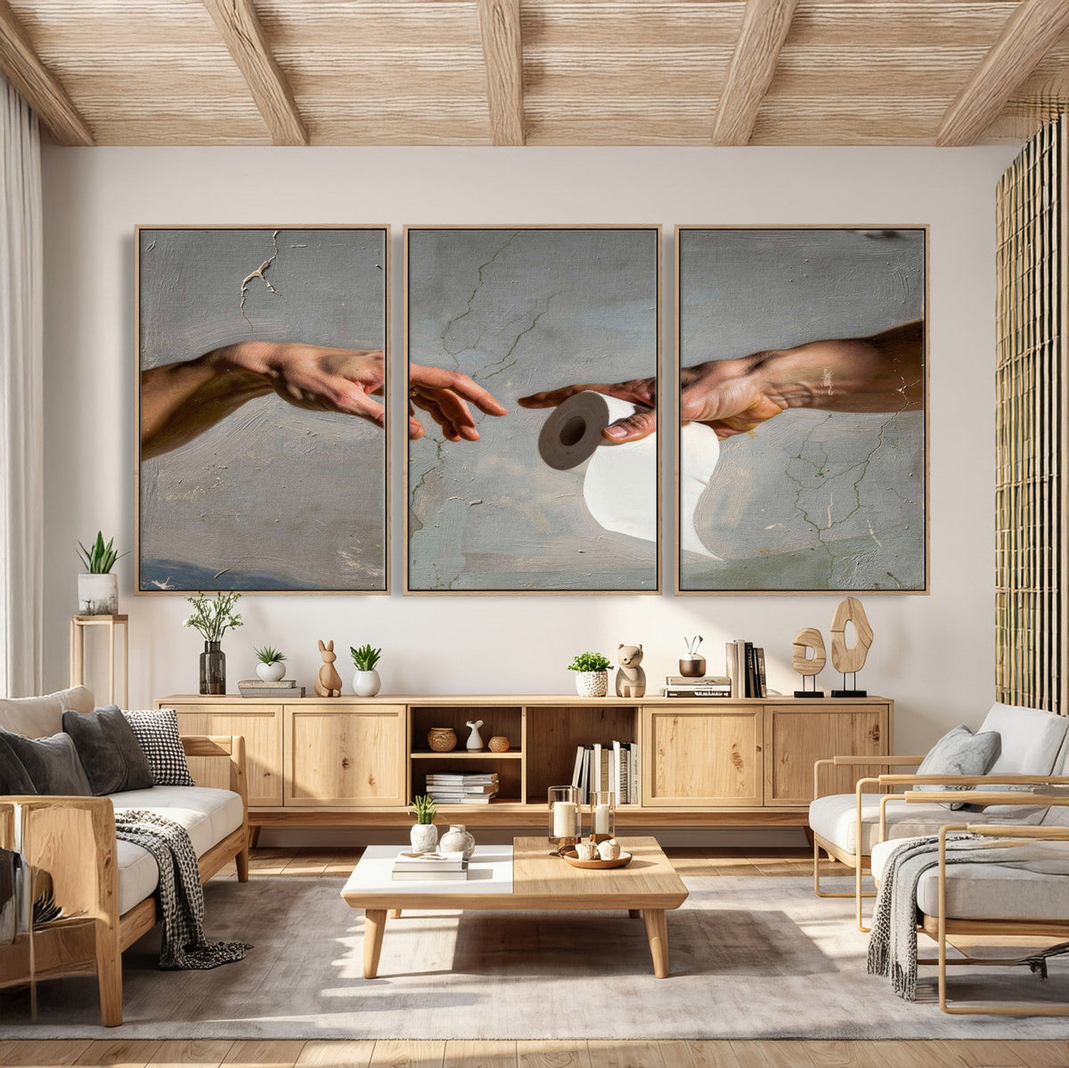 Funny Bathroom Wall Art Canvas, Creation of Toilet Paper