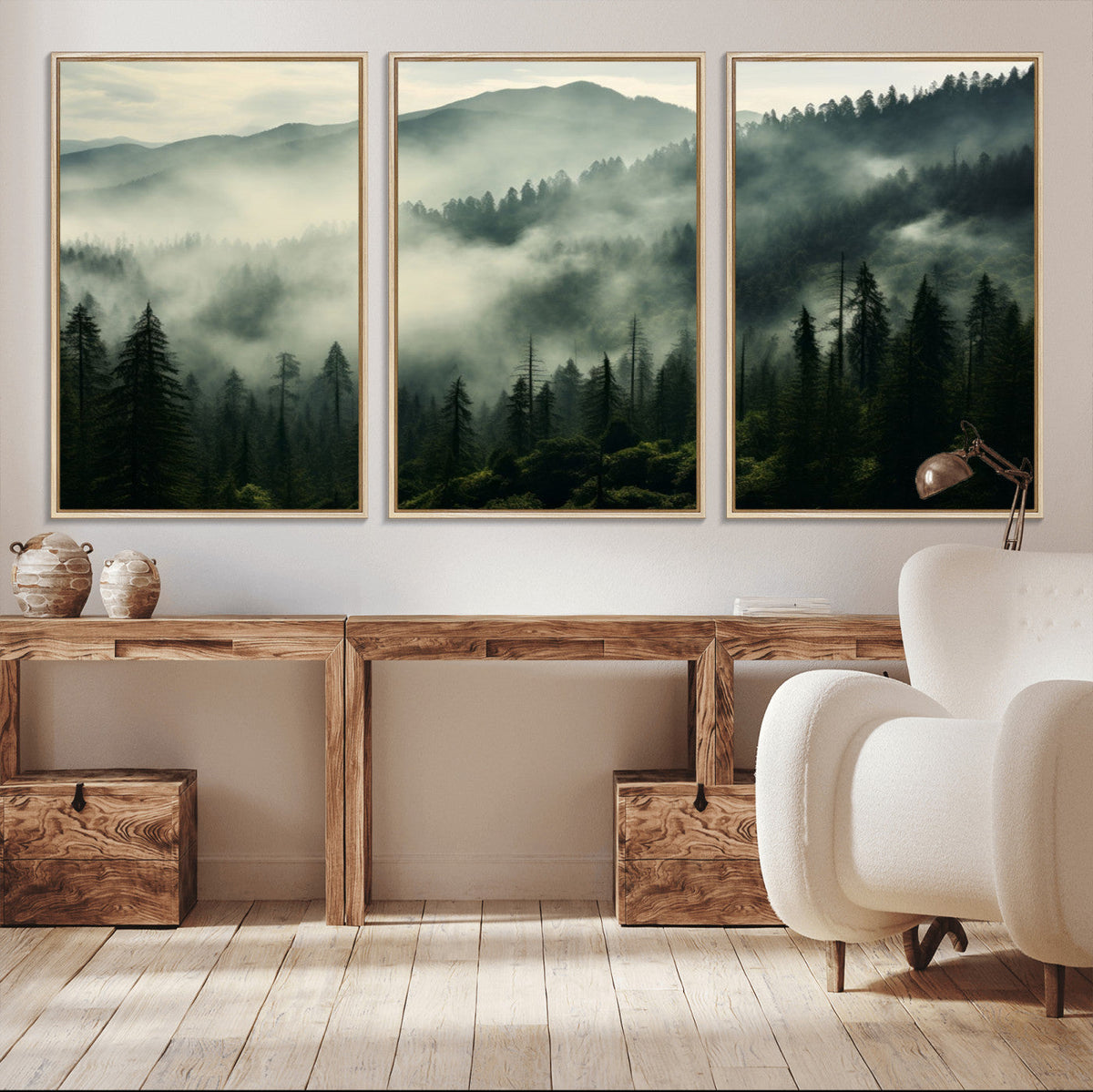 Captivating Misty Forest Wall Art Premium Canvas Print a