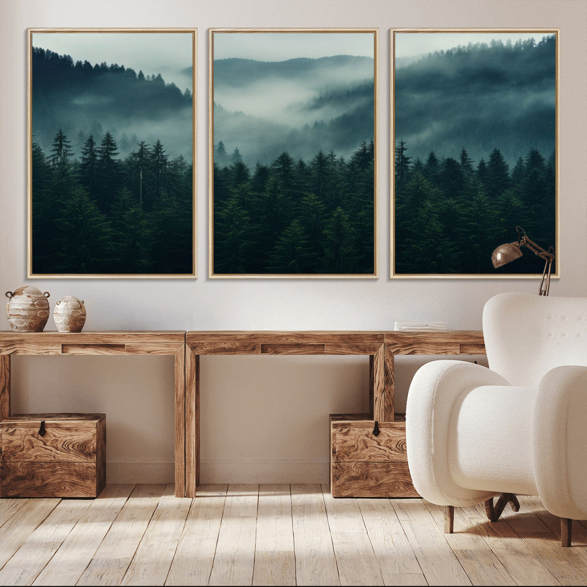 Captivating Misty Forest Wall Art Premium Canvas Print,