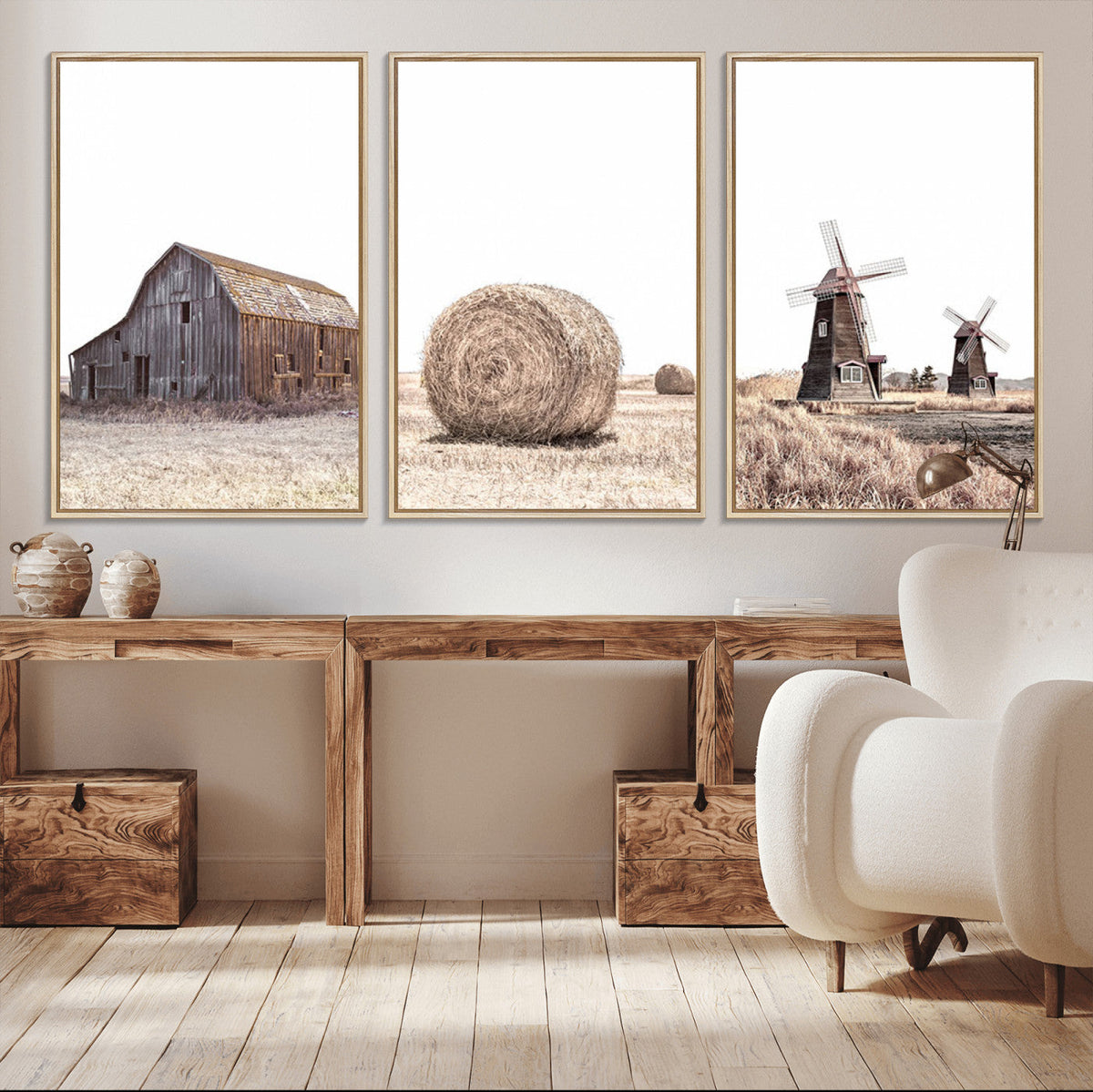 Farm Prints Set, Set of 3 Farmhouse Wall Art, Country House