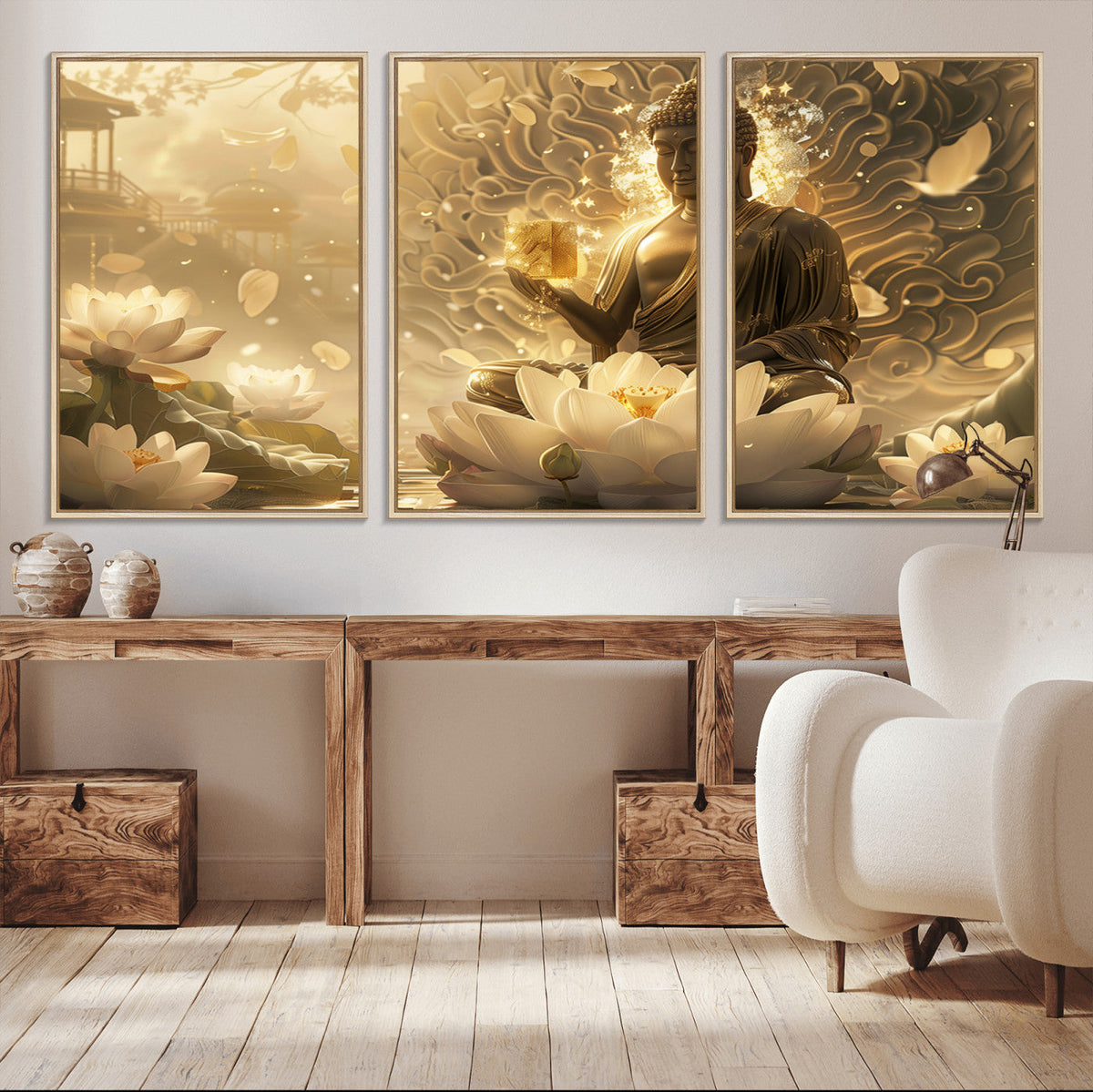 Golden Buddha Wall Art | Yoga Room Decor and Meditation Room