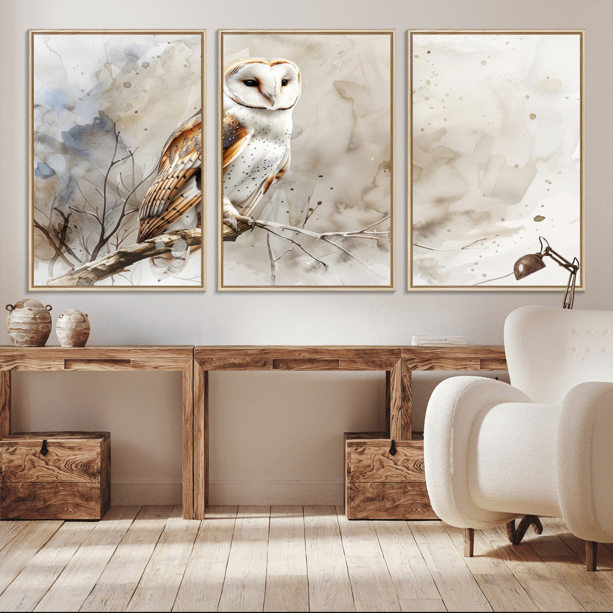 Barn Owl Wall Art | Watercolor Canvas Print | Perfect for