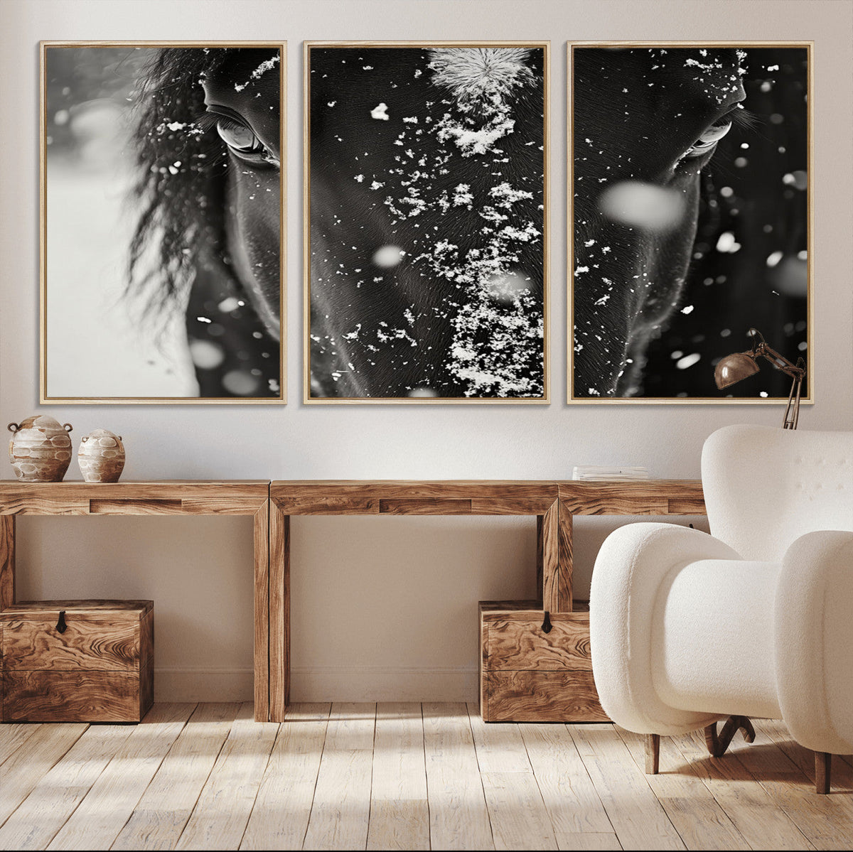 Winter Horse Snow Wall Art Canvas Print