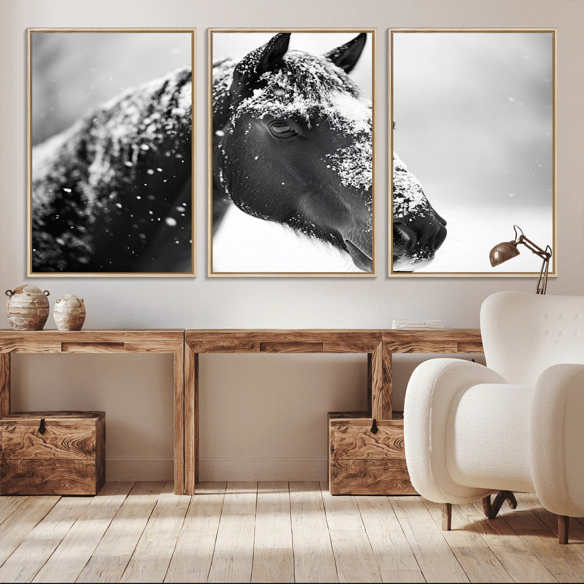Horse Canvas Print - Winter Horse Snow Wall Art Canvas Print