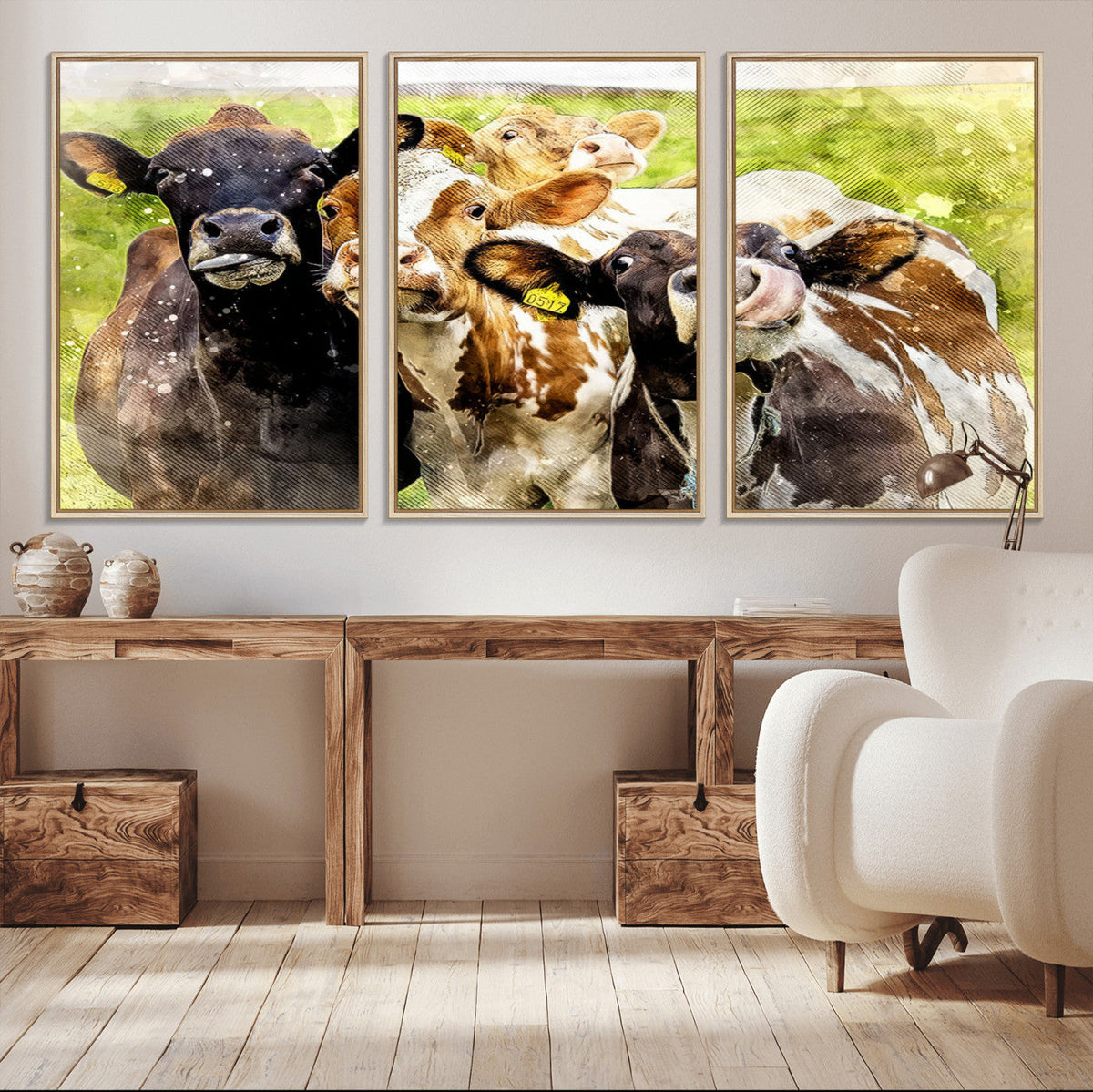 Curious Cows Farmhouse Wall Art | Ready to Hang and Framed