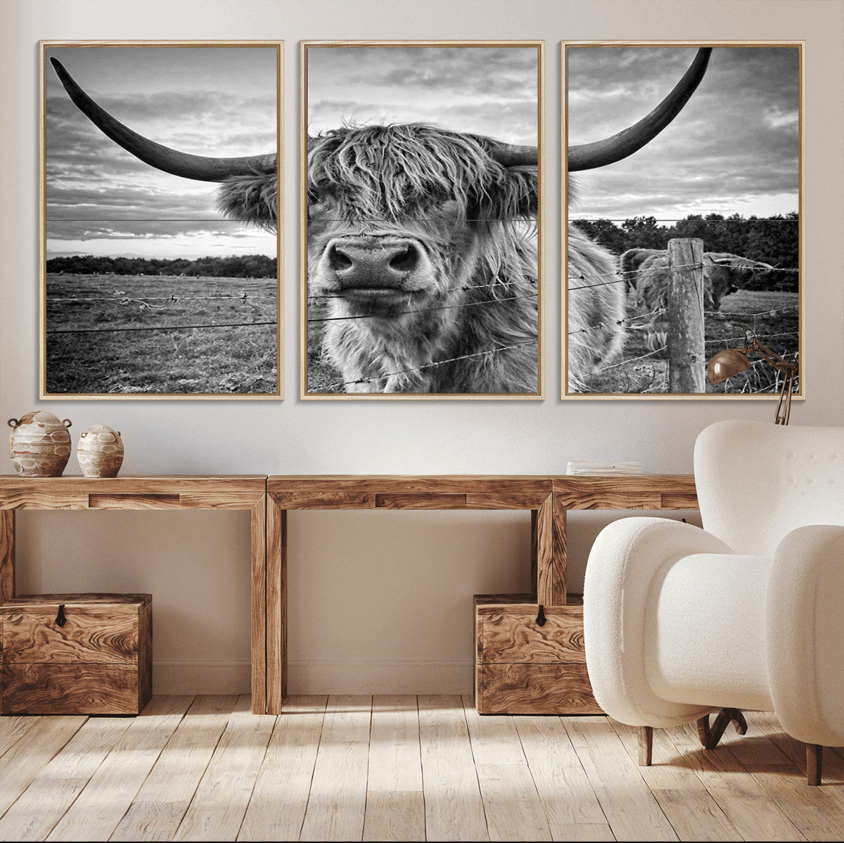 Scottish Highland Cow Wall Art Canvas Print | Ready to Hang