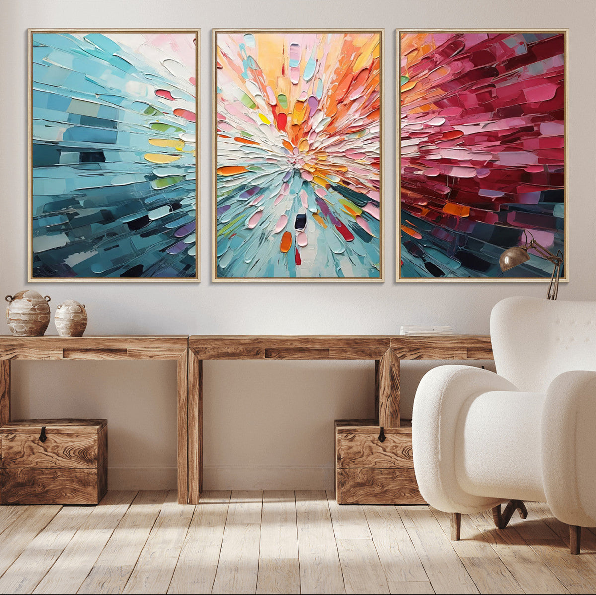 Radiant Bloom Abstract Floral Wall Art Canvas Print -