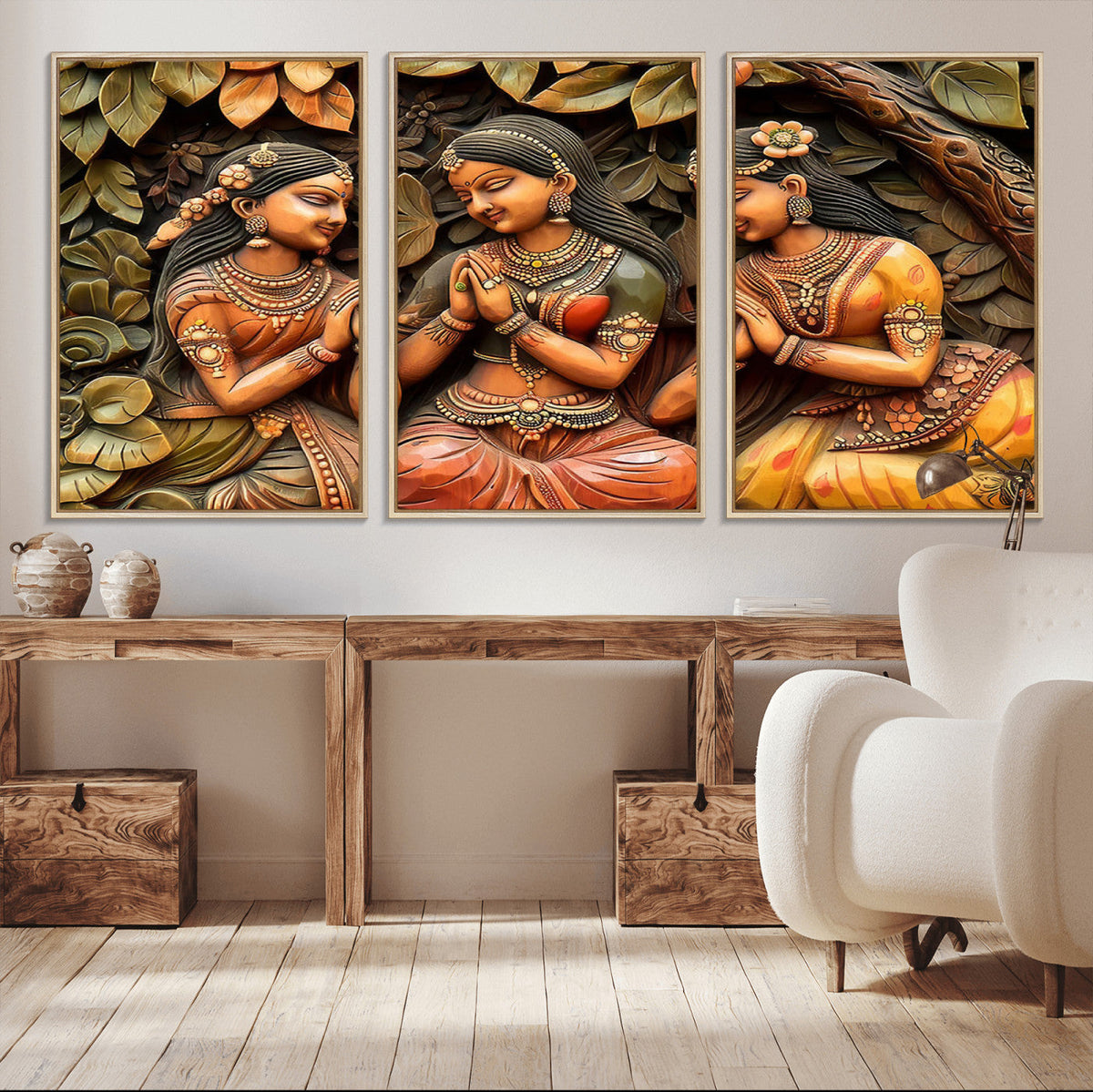 Indian Woman Statue Wall Art Canvas Print