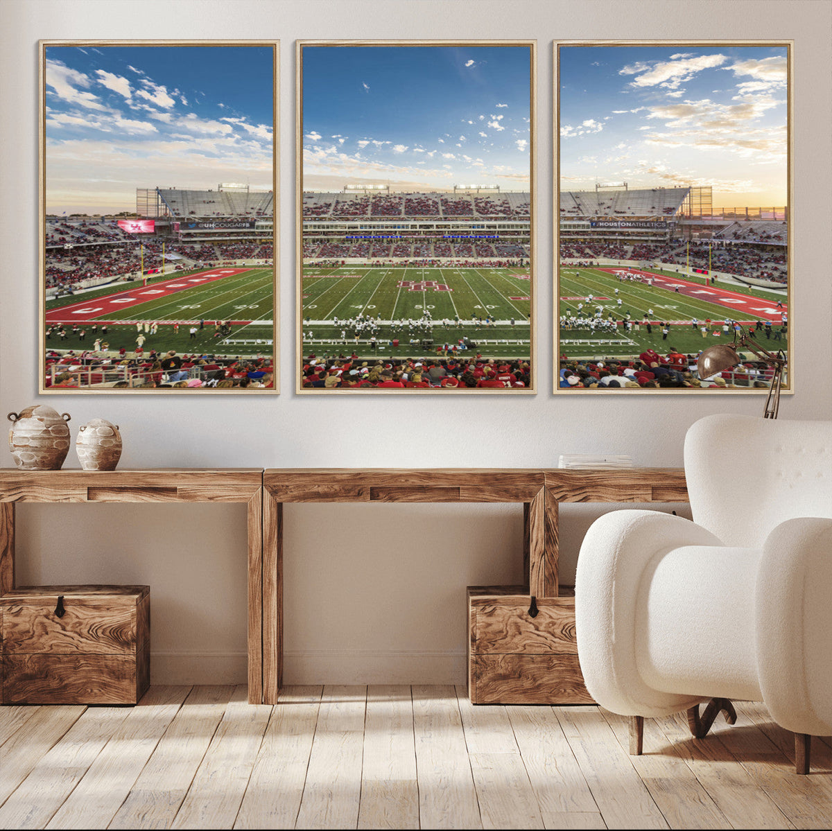 Framed Houston Cougars Football Team Print - Houston TDECU