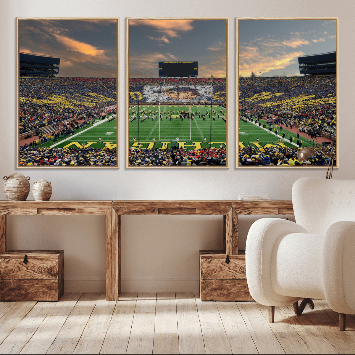 University of Michigan Wolverines Print Canvas, Football