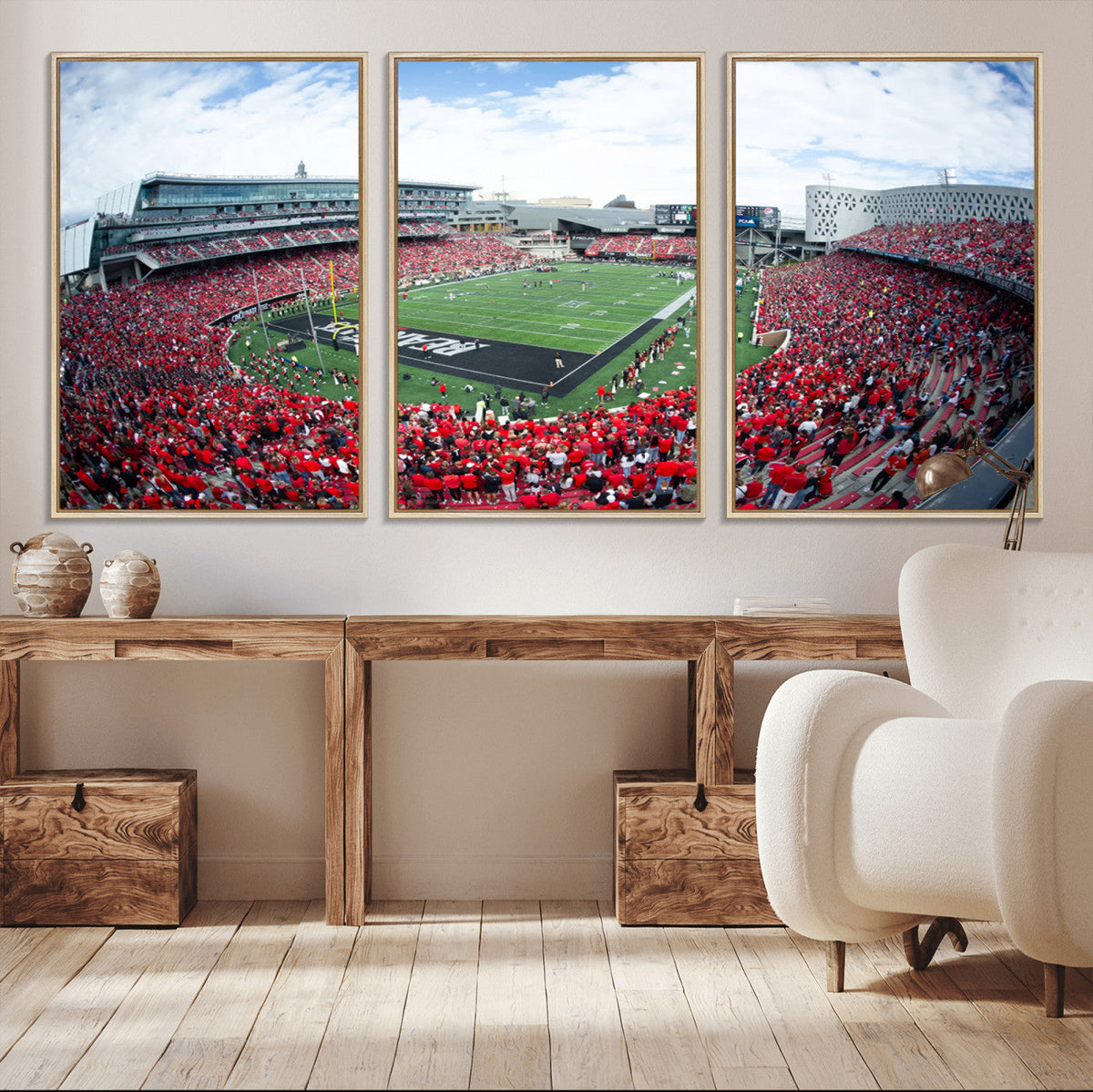 Cincinnati Bearcats Football Team Print - Nippert Stadium Wall Art Canvas Print