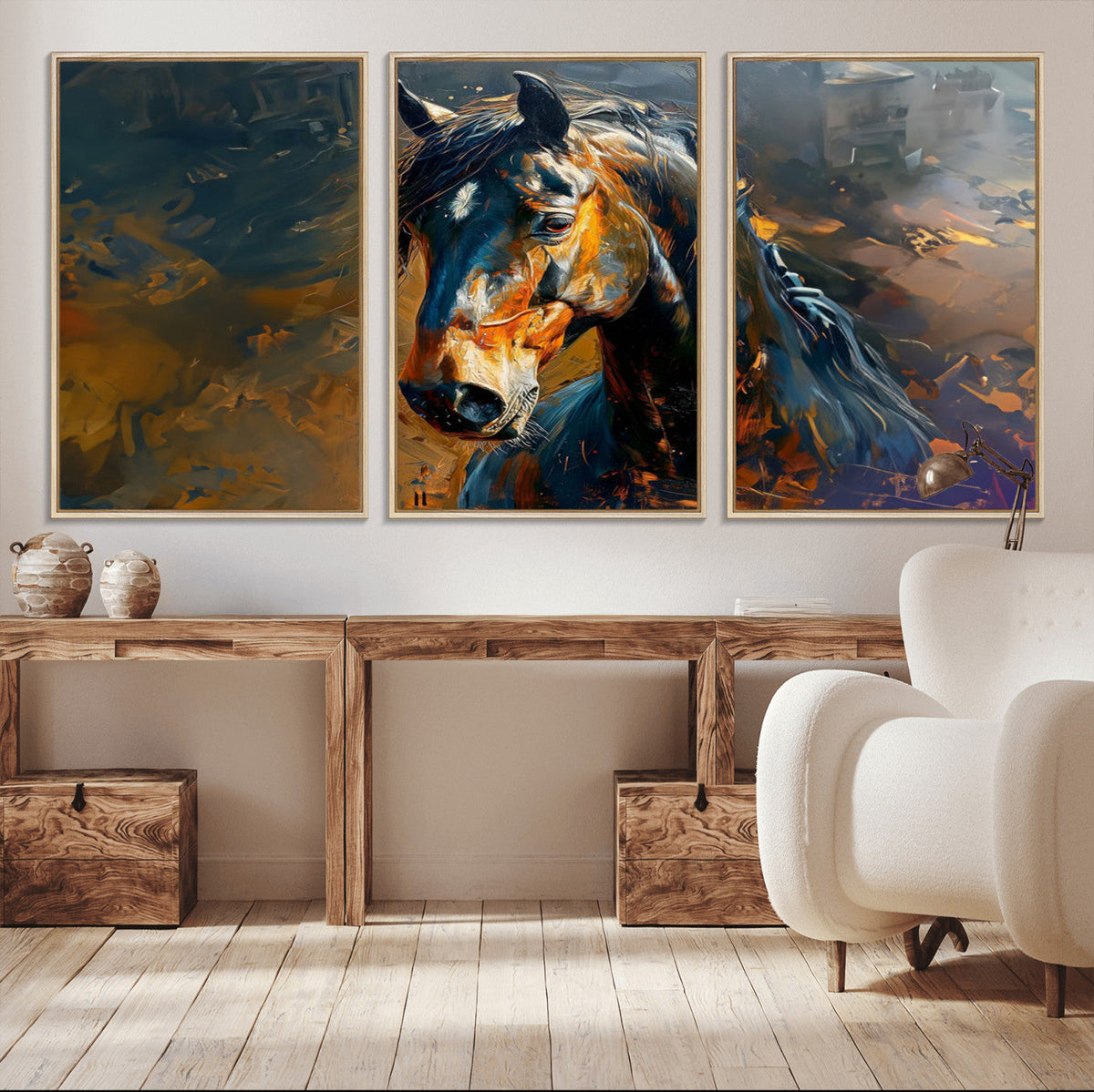 Abstract Horse Wall Art Canvas Print | Farmhouse Wall Decor