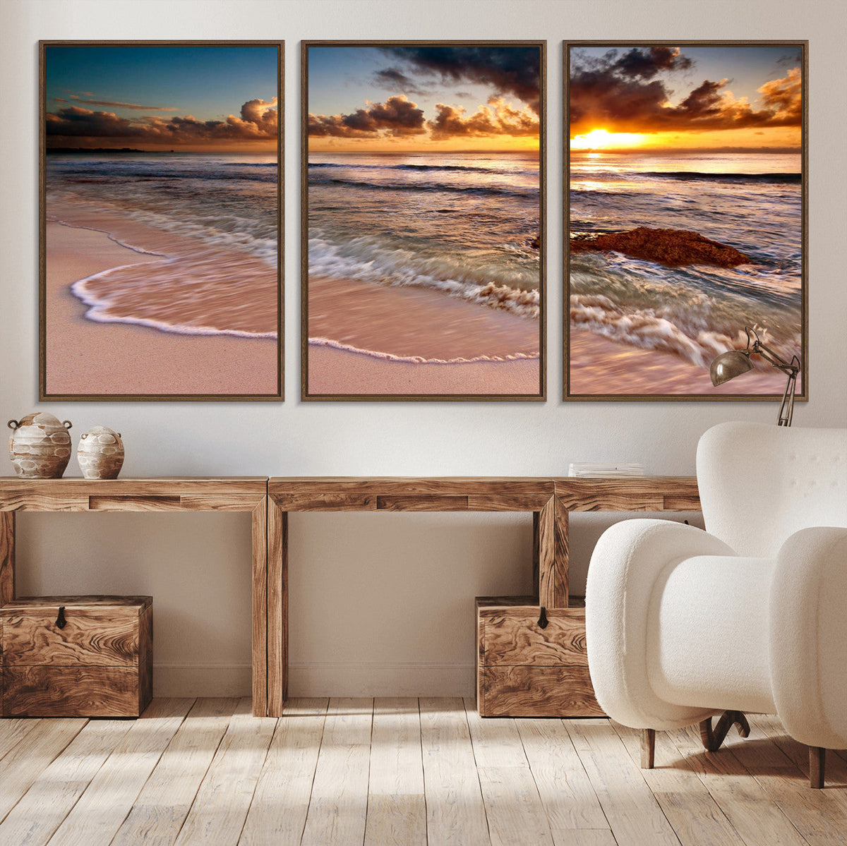 Sunset on Ocean Wall Art Canvas Print