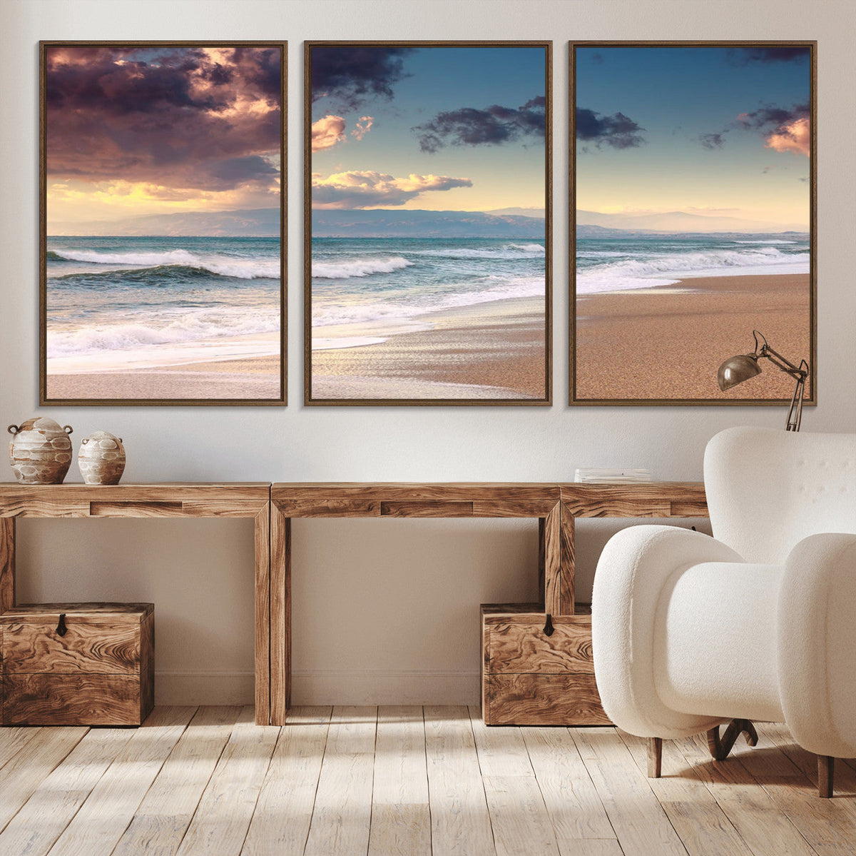 Cloudy Weather Beach Sunset Canvas Print | Sunrise Wall Art