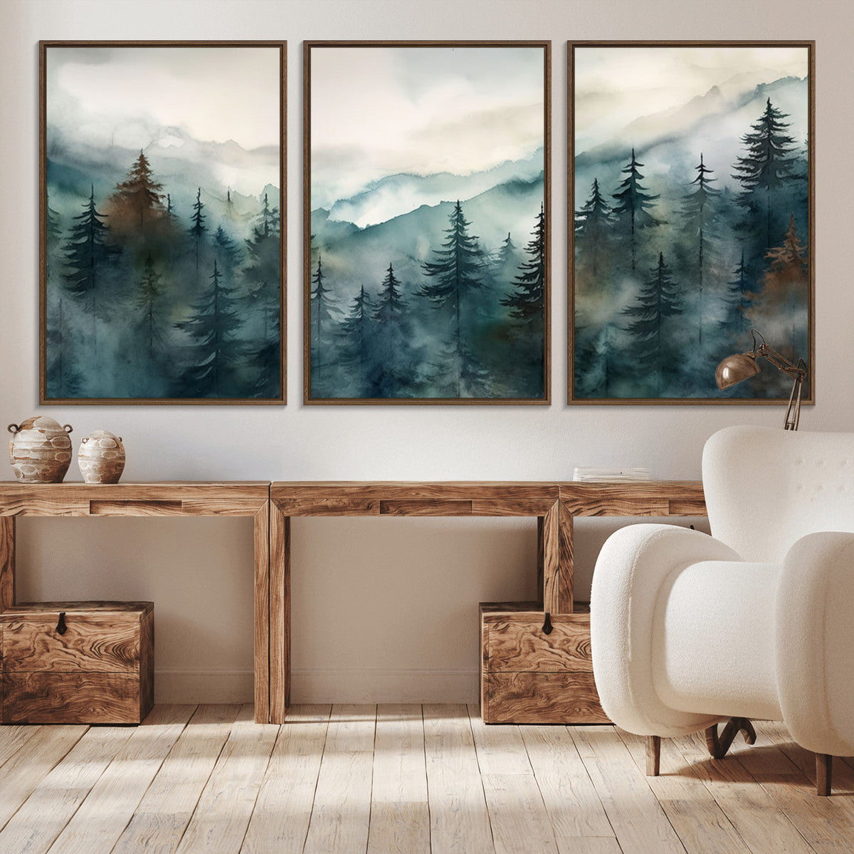 Serenity Forest Wall Art Canvas | Foggy Mountain Landscape