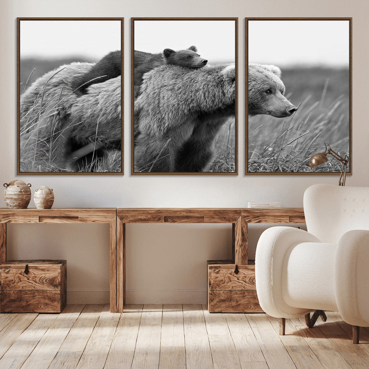 Bear and Cub Wall Art Canvas | 399 Bear Cub
