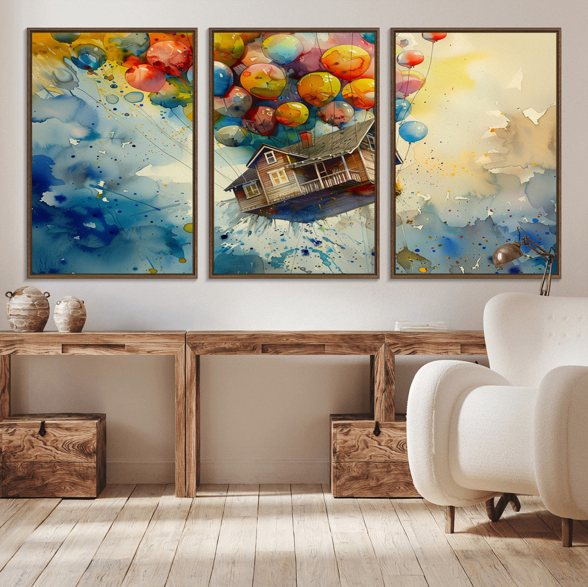UP-Inspired Floating House with Balloons Canvas Art –