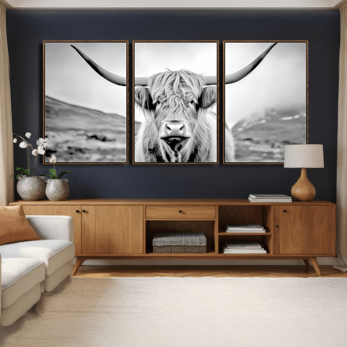 Scottish Cow Wall Art Canvas Print