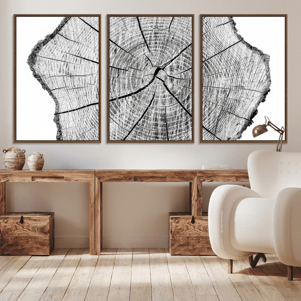 Rustic Tree Ring Wall Art Canvas Print – Framed and Ready to