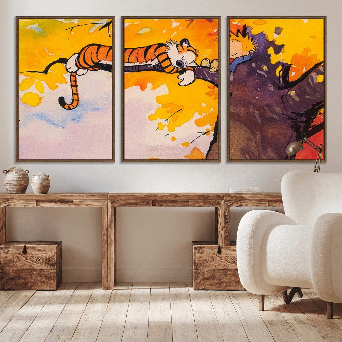 Calvin and Hobbes Tree Scene Canvas Print | 3 Panel Large