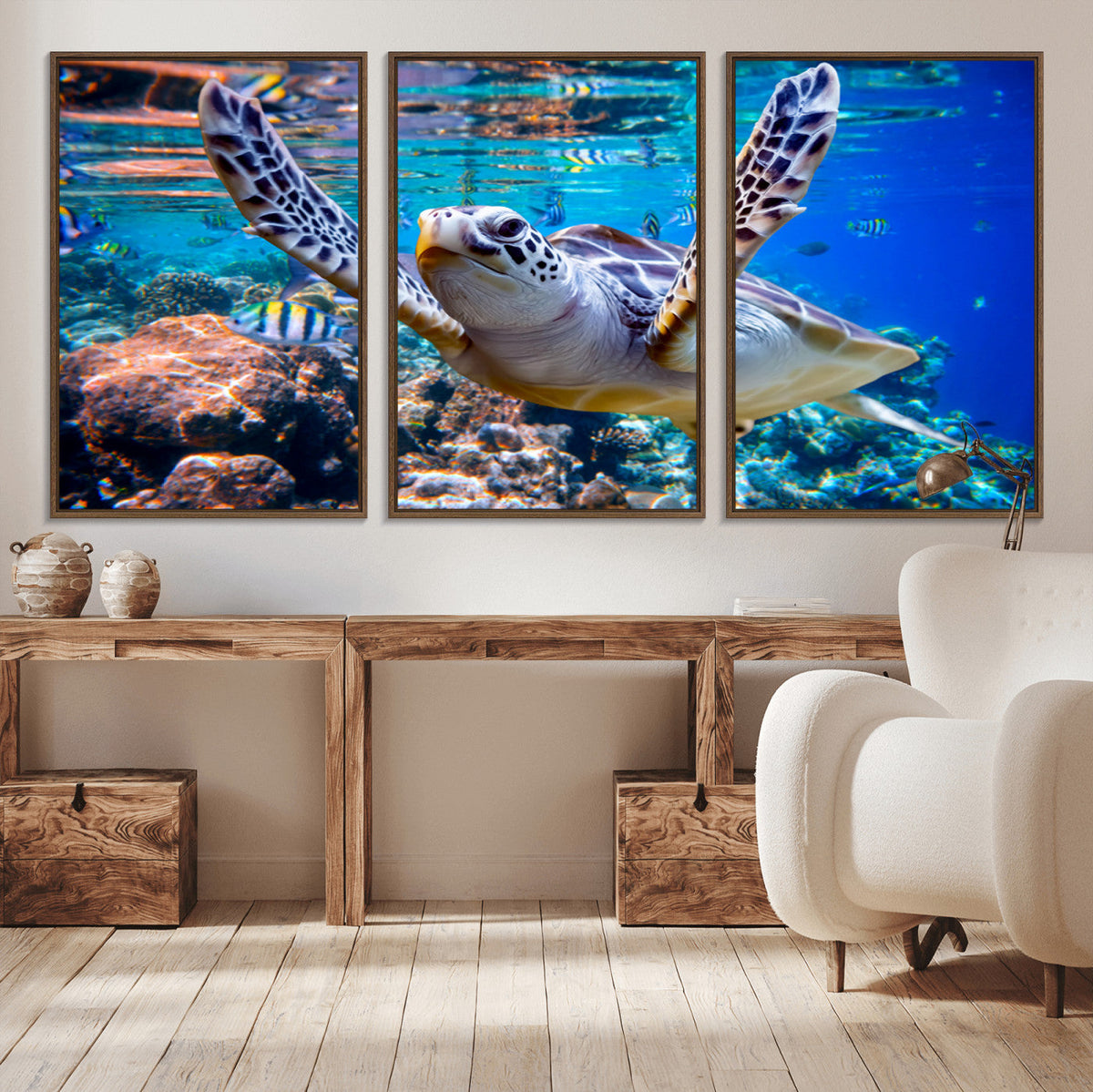 Underwater Sea Turtle Wall Art Canvas Print – Vibrant Ocean