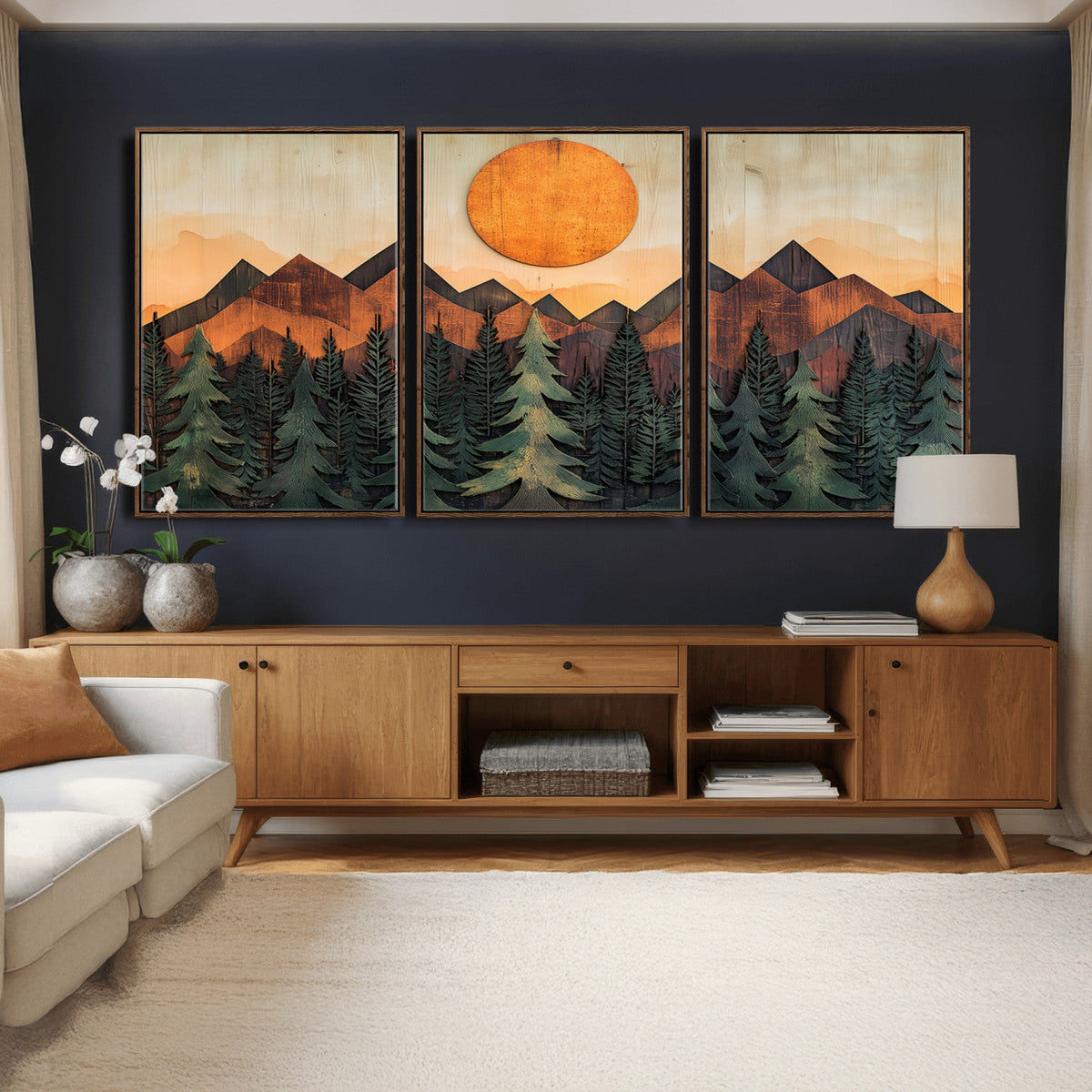 Sunset Mountain Landscape Canvas Wall Art Print - Nature