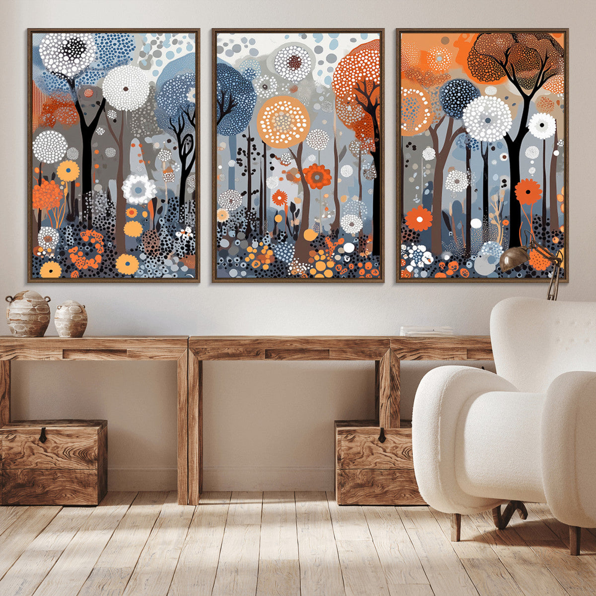 Abstract Winter Landscape Canvas Wall Art Print - Large