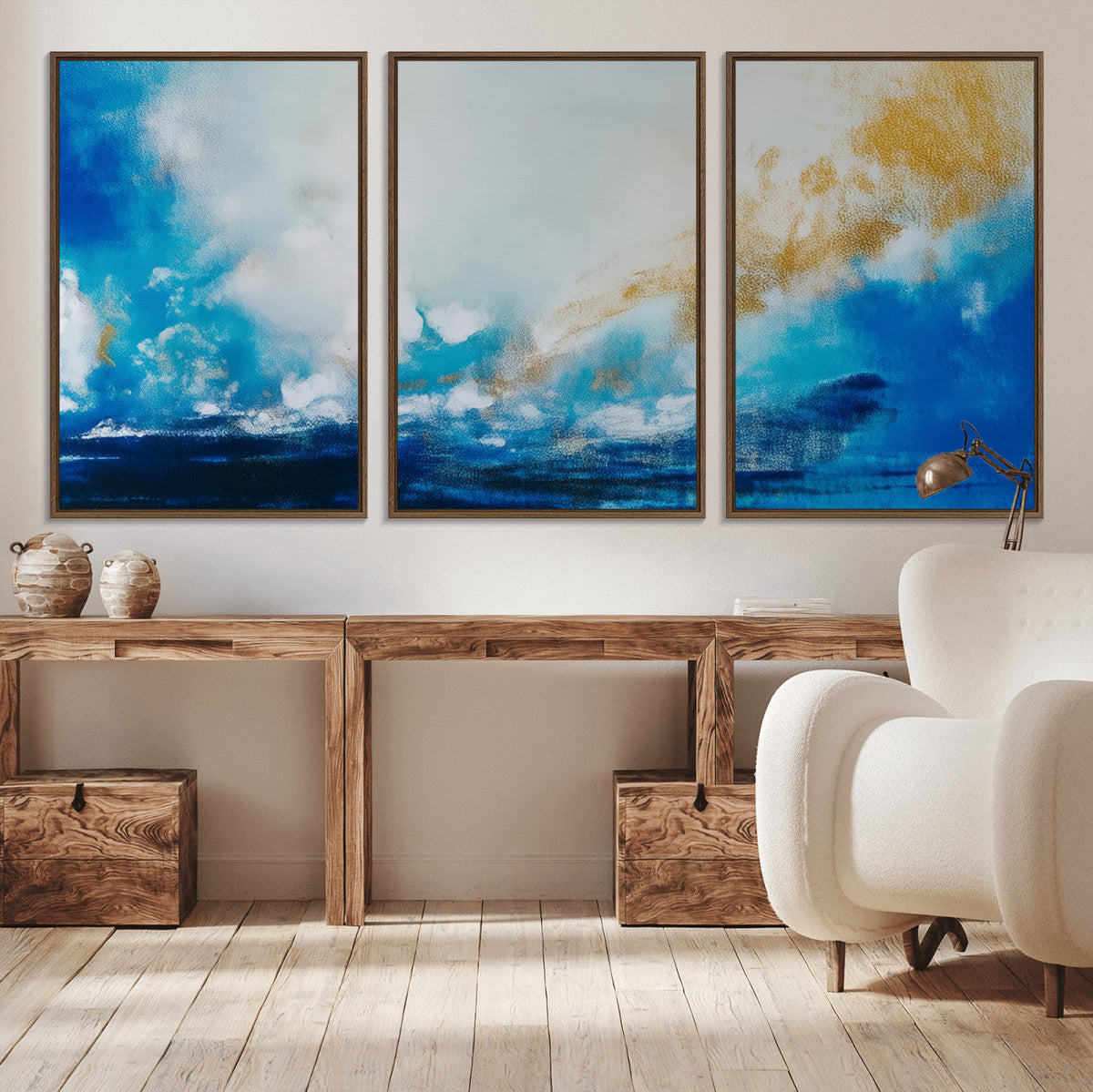 Blue Abstract Print - Dynamic Ocean-Inspired Canvas Wall Art
