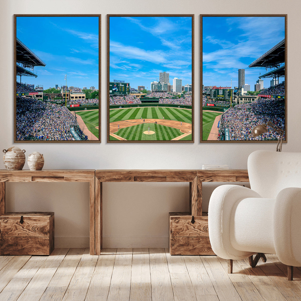 Wrigley Field Chicago Cubs Panoramic Art Multi-Piece Canvas