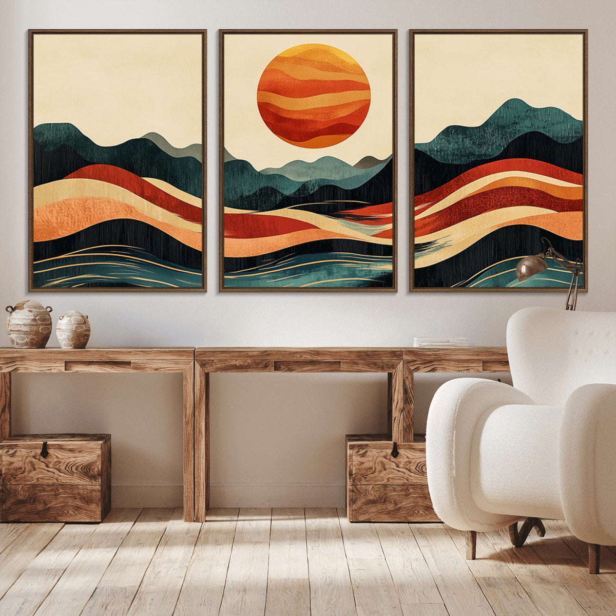 Mountain Triptych Wall Art Canvas Print – Western Nature