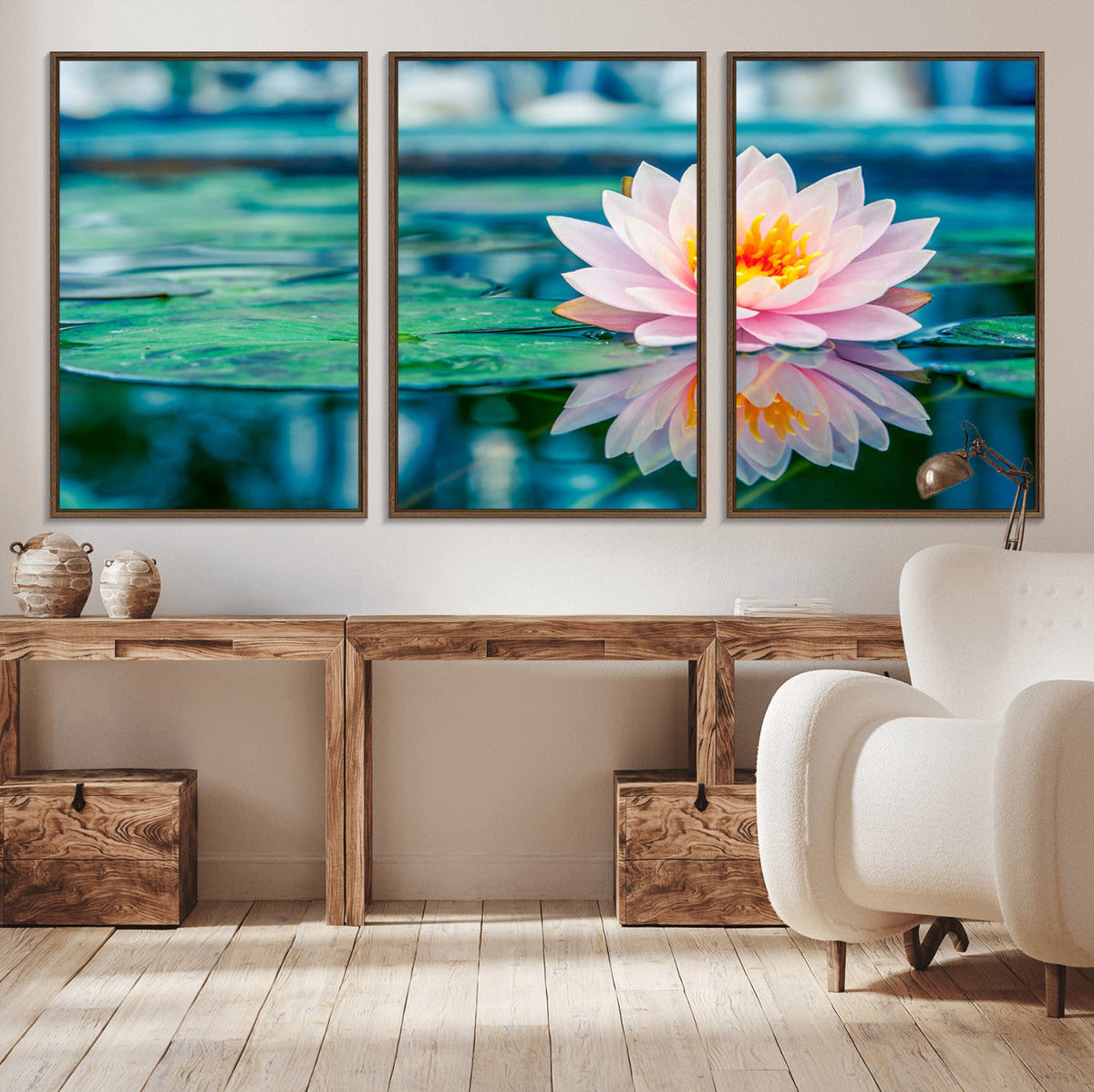 Lotus Flower Wall Art Canvas Print, Water Lily Large Wall