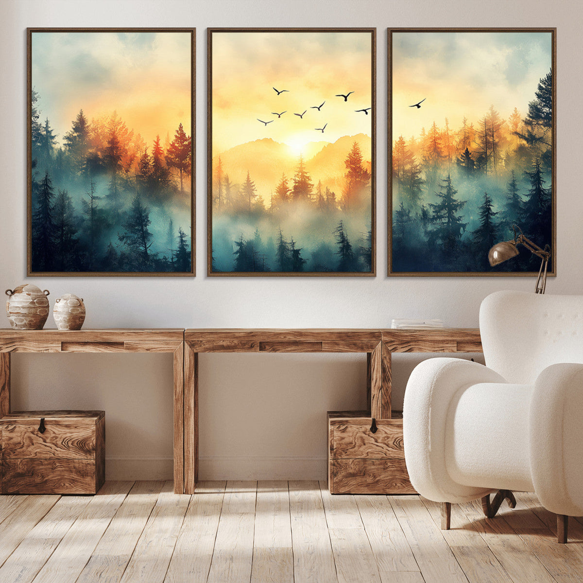 Abstract Forest Wall Art Print- Serene Nature Canvas Print