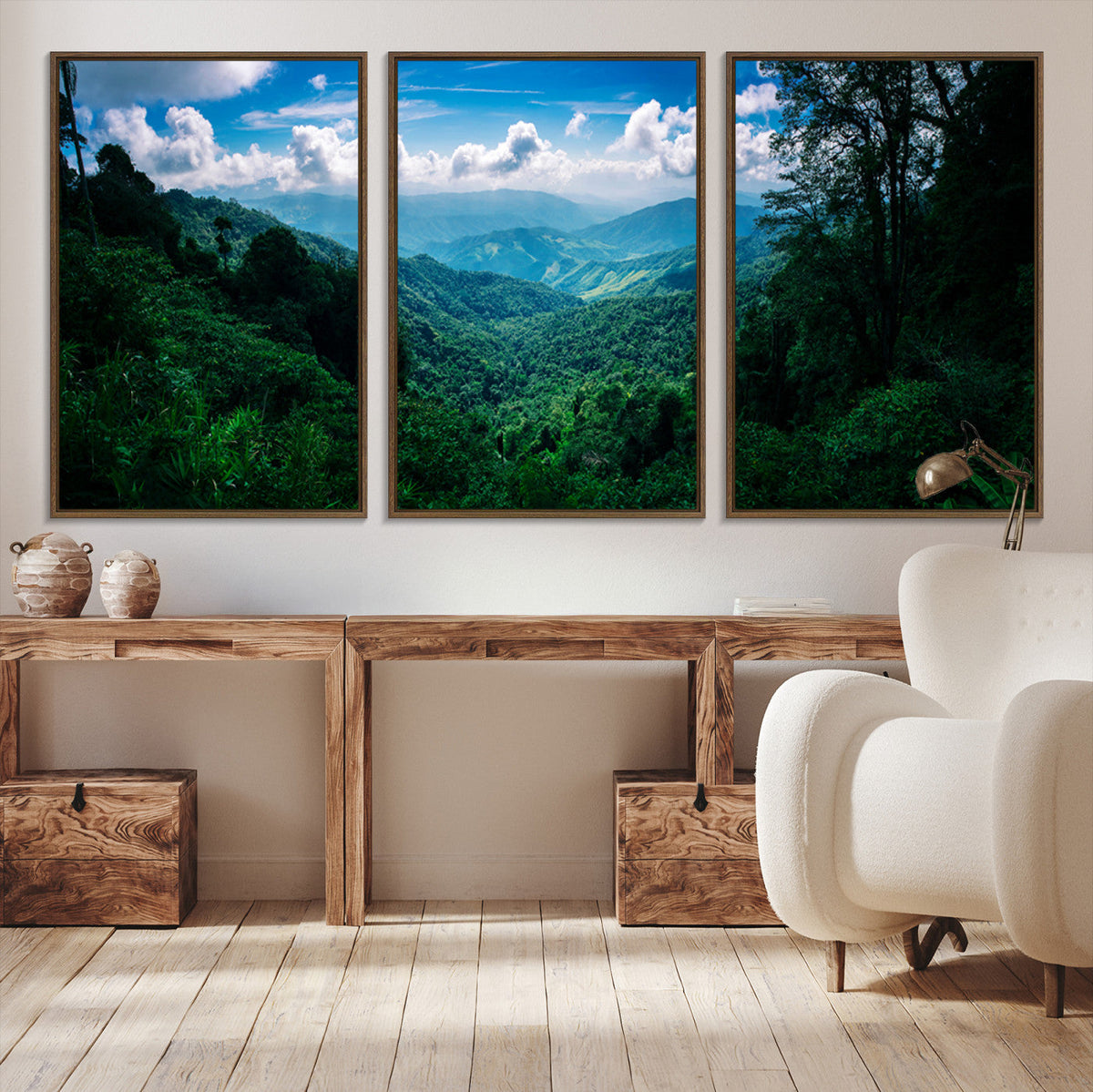 Tropical Jungle Wall Art Canvas Print – Framed Lush Valley