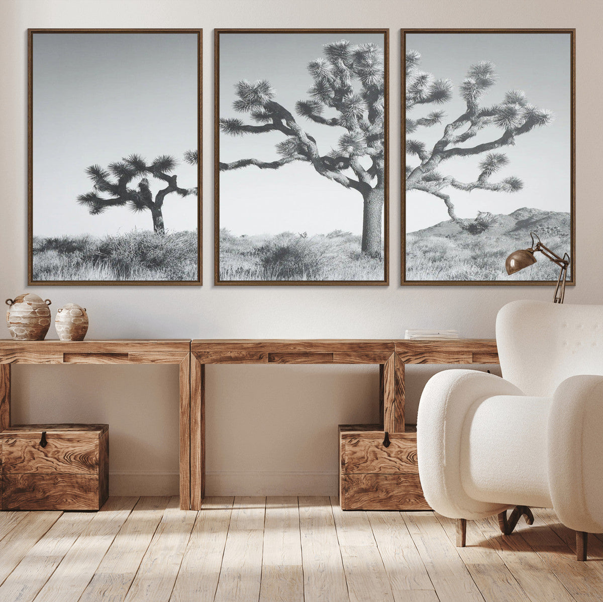 Joshua Tree Wall Art Canvas Print – Framed Black White