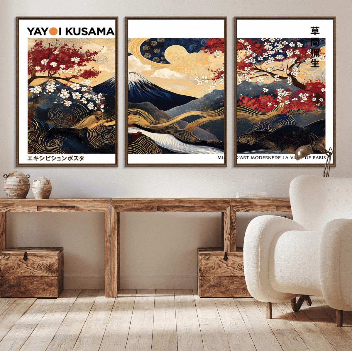 Modern Mount Fuji Wall Art Canvas Print – Framed Abstract