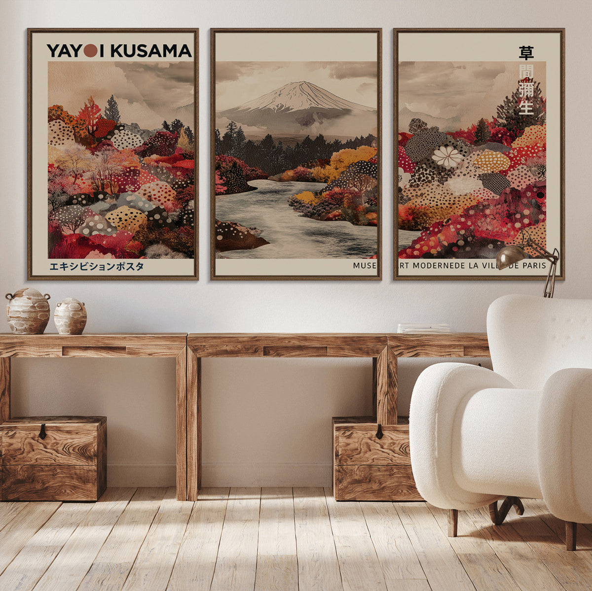Modern Japanese Wall Art Canvas Print – Framed Abstract